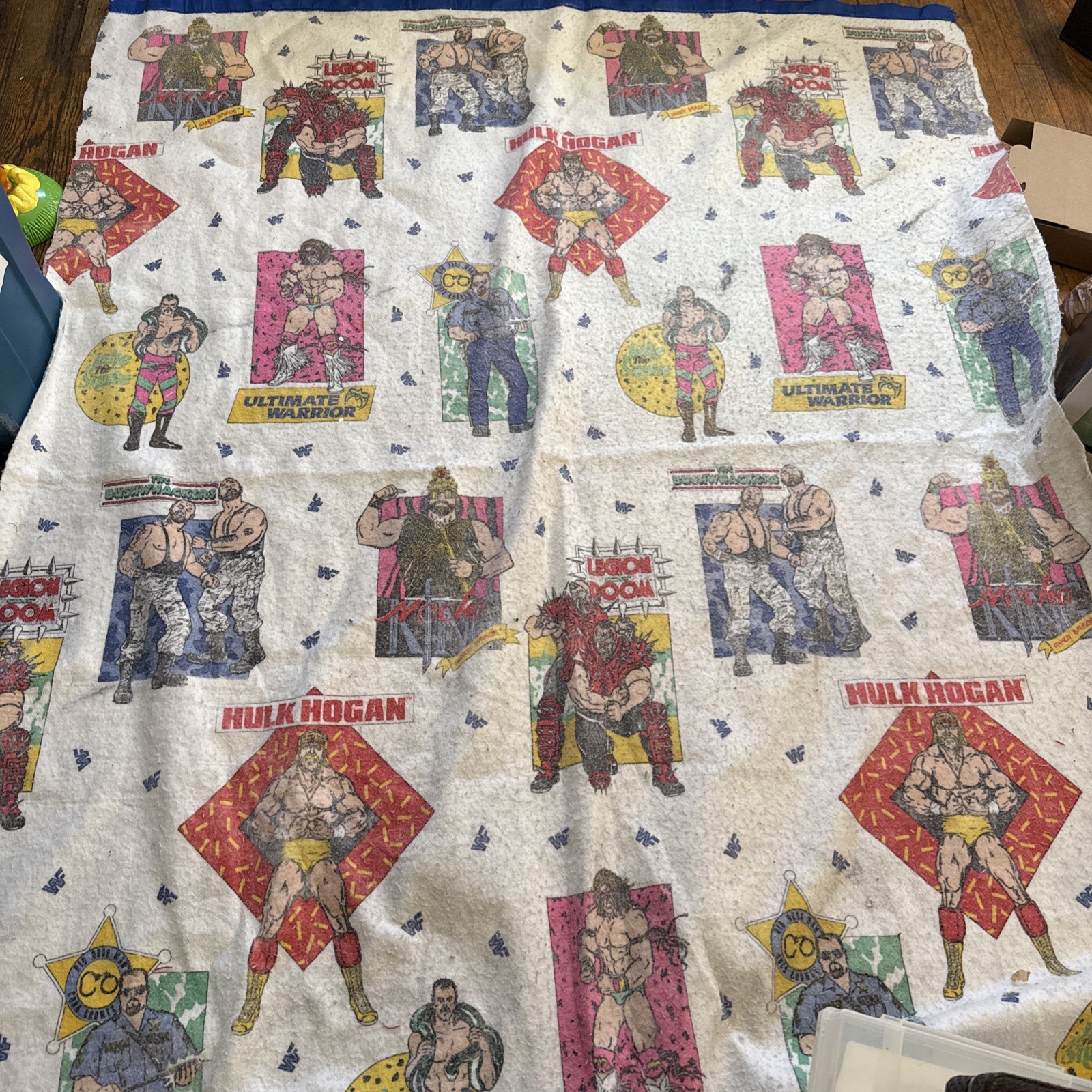Vintage WWF Wrestling DreamStyles Blanket Hulk Hogan Macho Man Legion of Doom