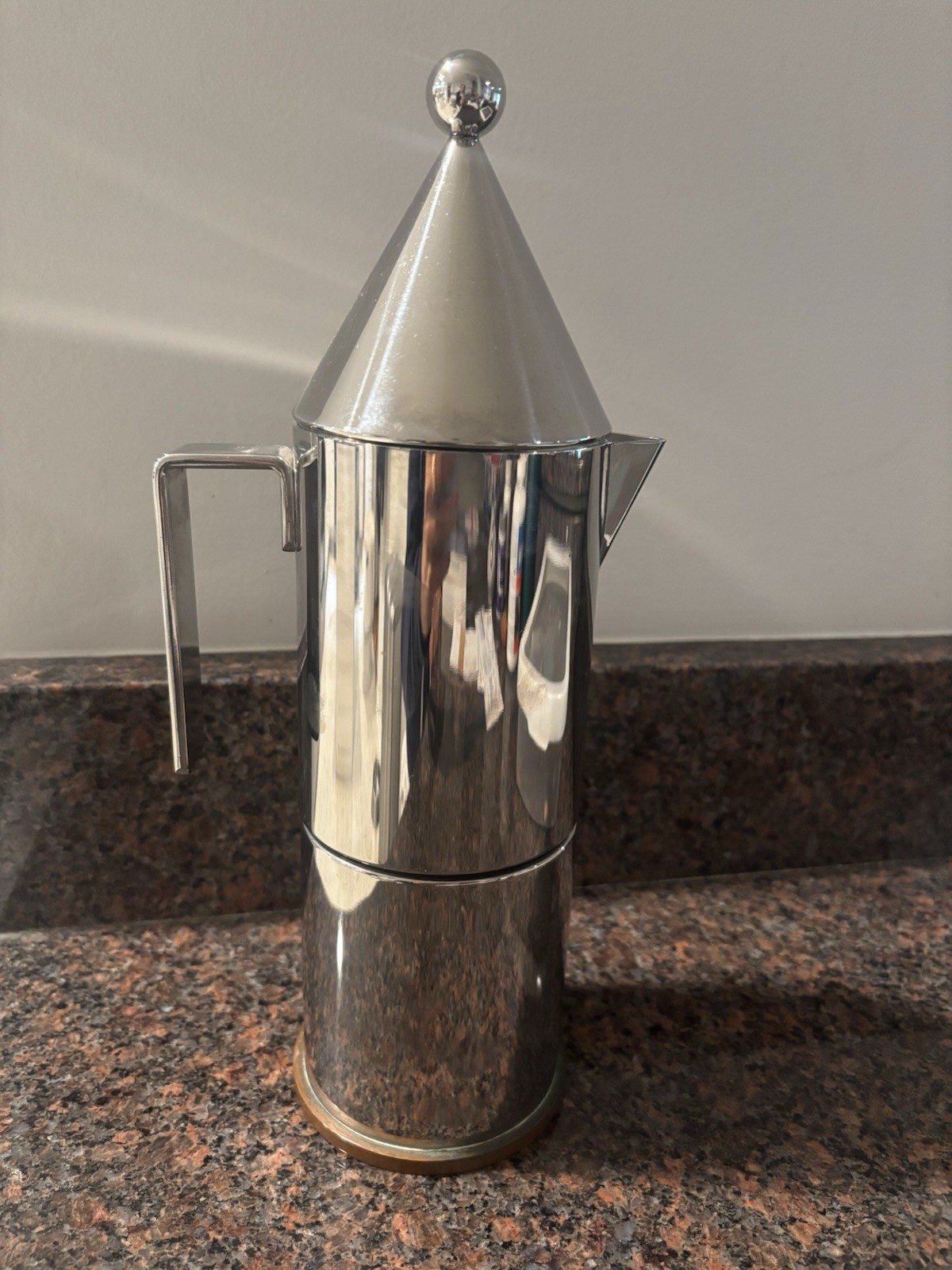 Alessi La Conica Stainless Steel Silver Stovetop Espresso Maker w/ Filter 1980s Alessi La Conica Stainless Steel Silver Stovetop Espresso Maker w/ Filter 1980s