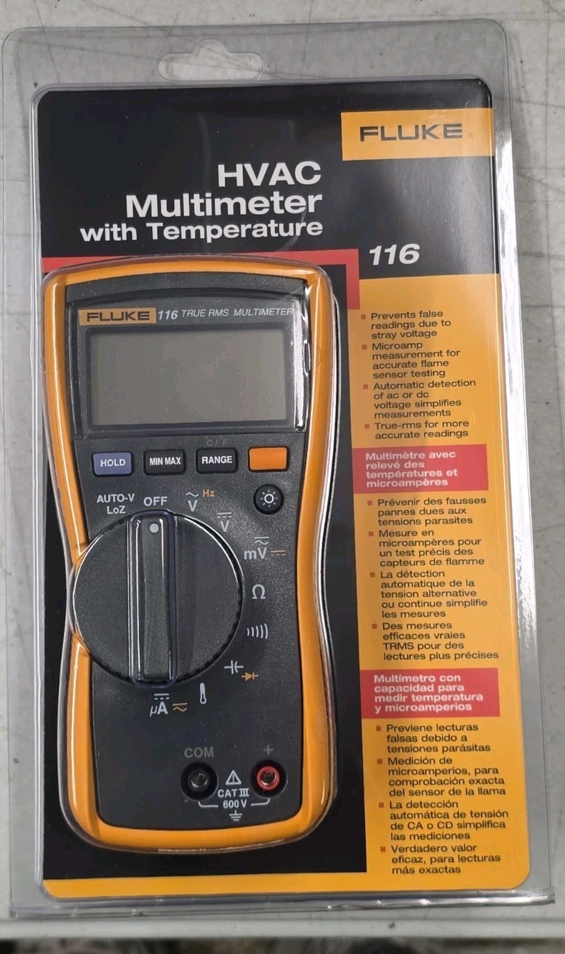 Fluke 116 HVAC True RMS Multimeter with Temperature (No Warranty) Fluke 116 HVAC True RMS Multimeter with Temperature (No Warranty)