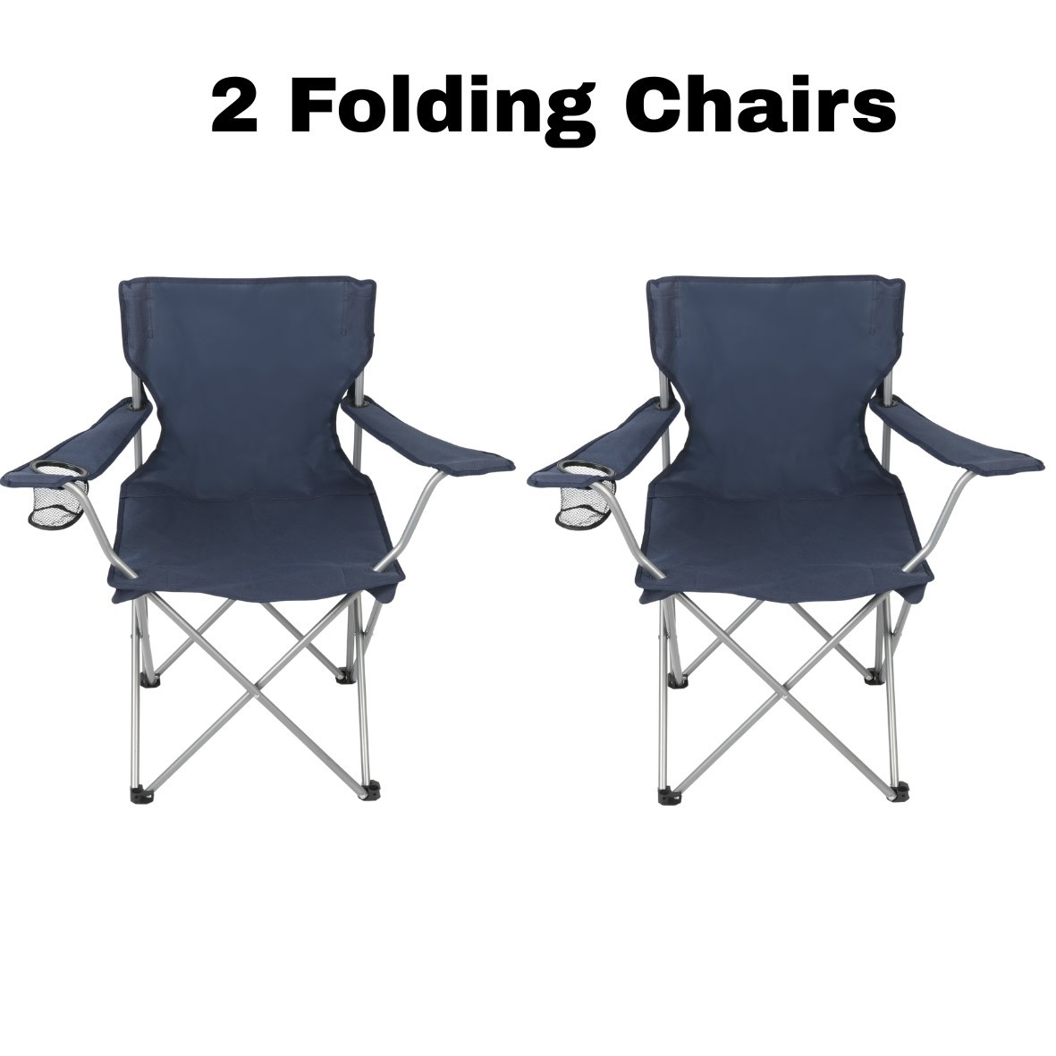 Ozark Trail Basic Quad Folding Camp Chair with Cup Holder, Dark Blue, Adult Ozark Trail Basic Quad Folding Camp Chair with Cup Holder, Dark Blue, Adult