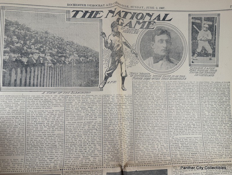 1907 Rare Honus Wagner Pirates Baseball Newspaper Democrat Chronicle Rochester 1907 Rare Honus Wagner Pirates Baseball Newspaper Democrat Chronicle Rochester