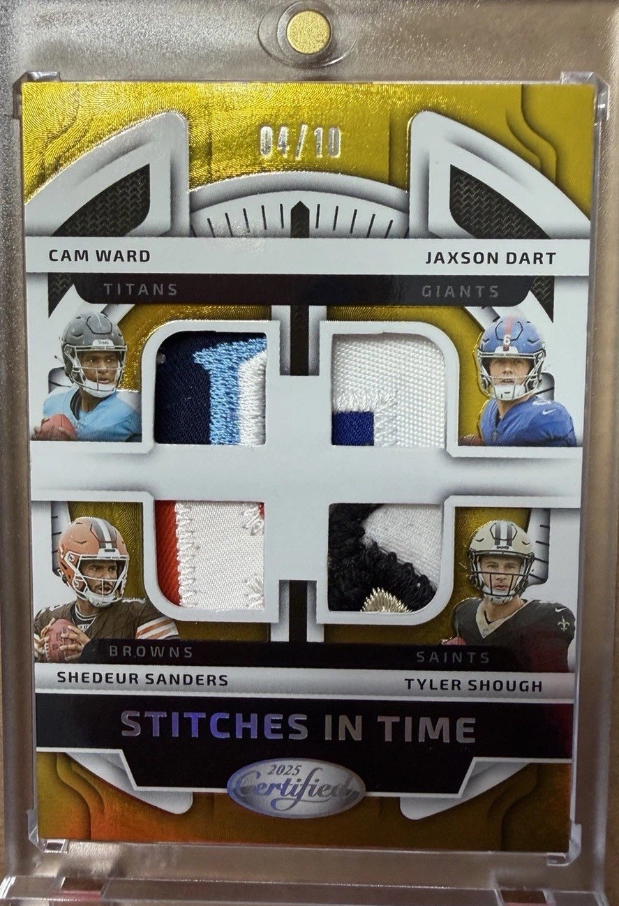 Jaxson Dart Cam Ward Shedeur Sanders Tyler Shough GOLD /10 Patch Panini SSP Jaxson Dart Cam Ward Shedeur Sanders Tyler Shough GOLD /10 Patch Panini SSP