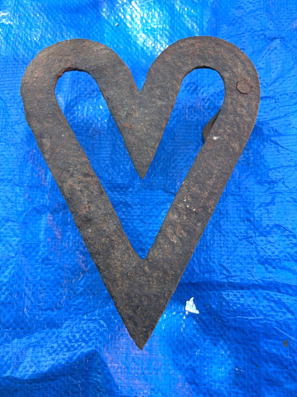 Early 19th C Wrought Iron Heart Shaped Trivit Footed Hand Made Early 19th C Wrought Iron Heart Shaped Trivit Footed Hand Made