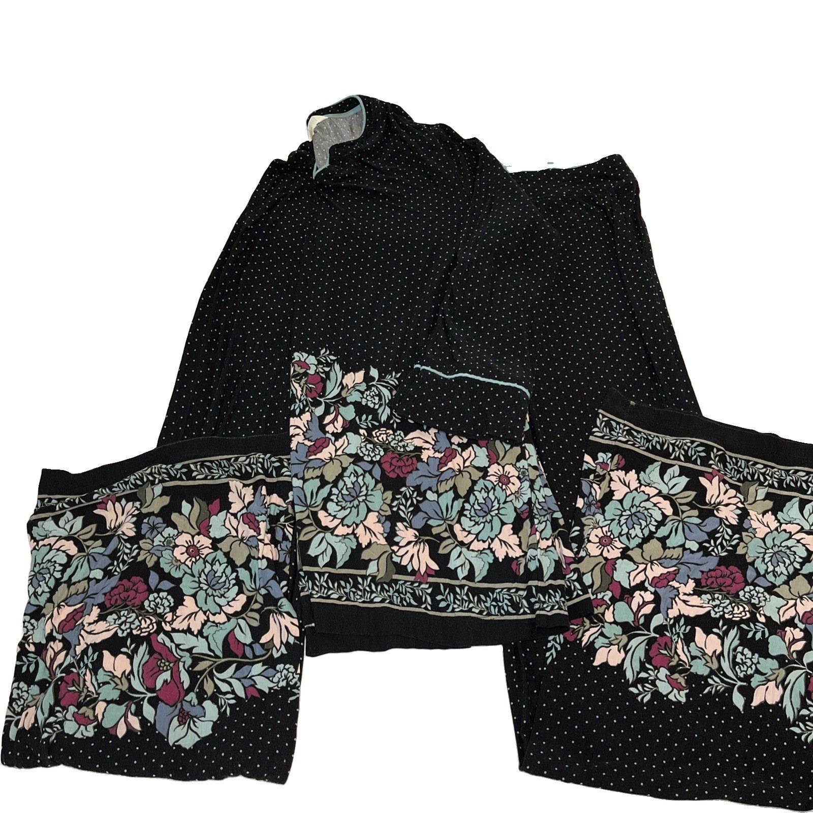 Soma Women’s Pajama Set Long Sleeve Black Polka Dot Floral Size Medium Long Soma Women’s Pajama Set Long Sleeve Black Polka Dot Floral Size Medium Long