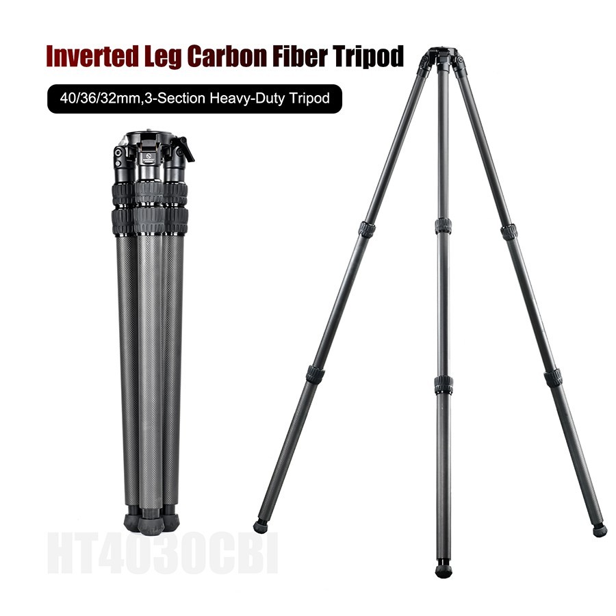 HT4030CBI Inverted Leg Carbon Fiber Heavy Duty Tripod,59\'\'Tall, Load 66lb.
