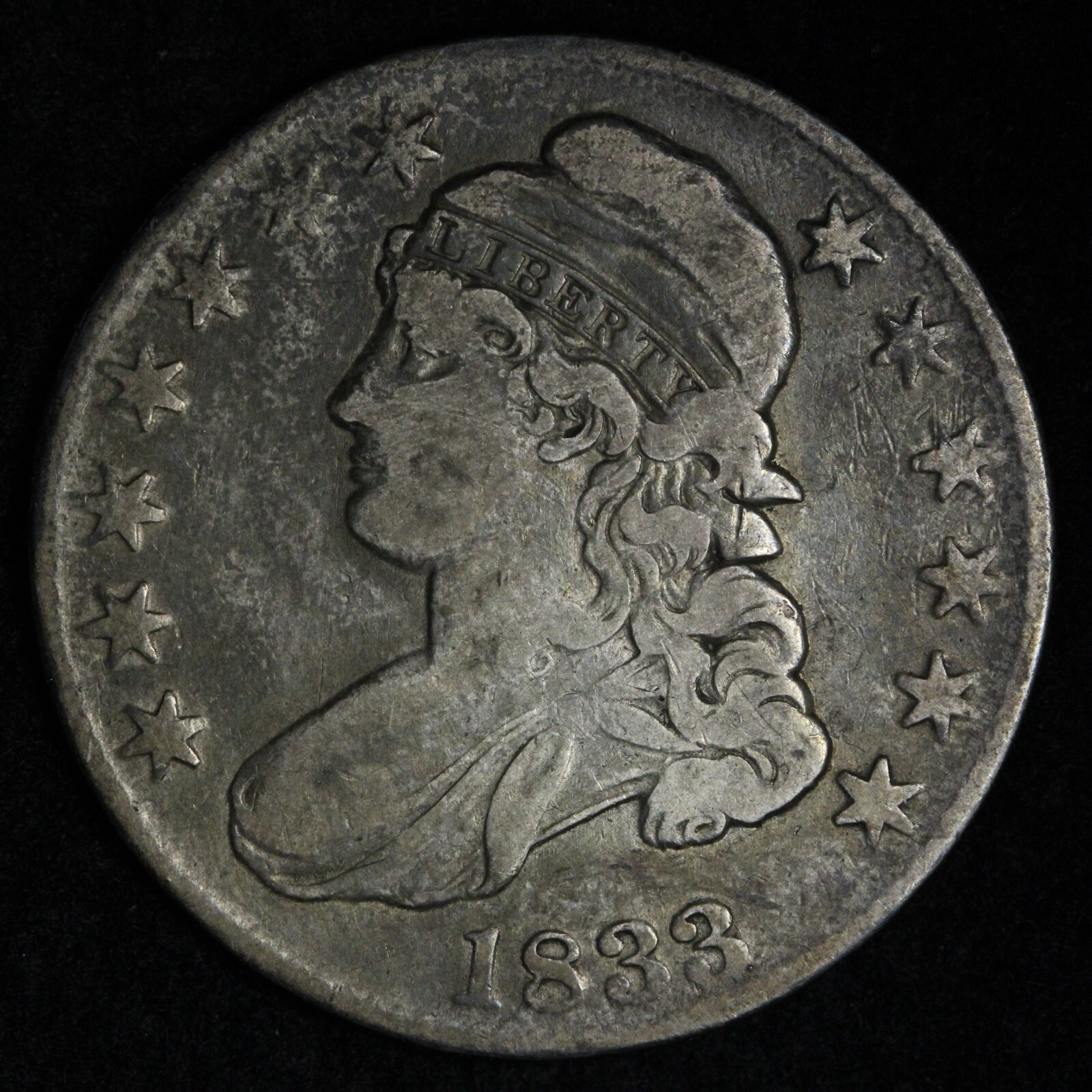 1833 Capped Bust Silver Half Dollar XF E319 TPA