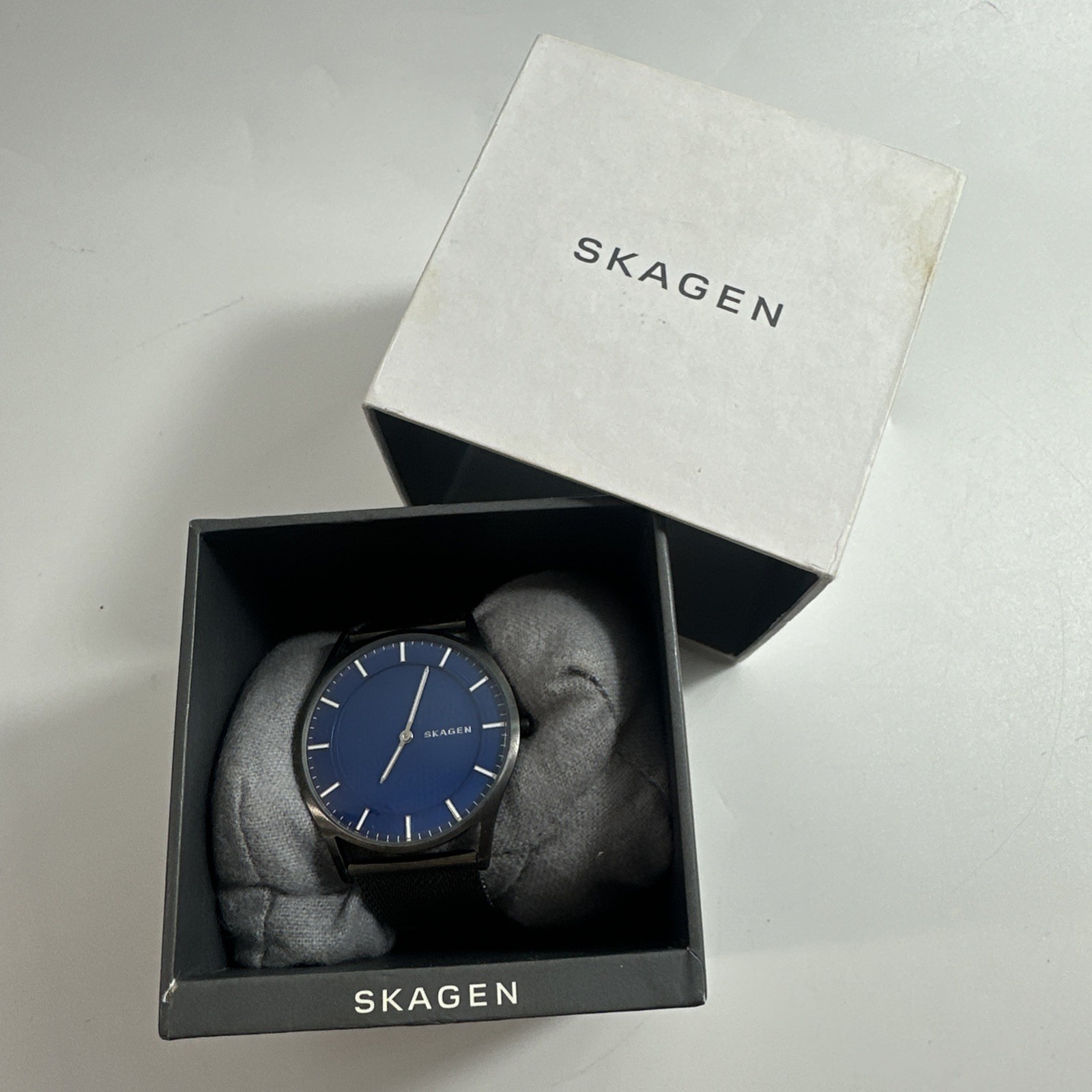 Skagen Holst SKW6223 Mens Watch 40mm Blue Dial Black Mesh Stainless  VGC