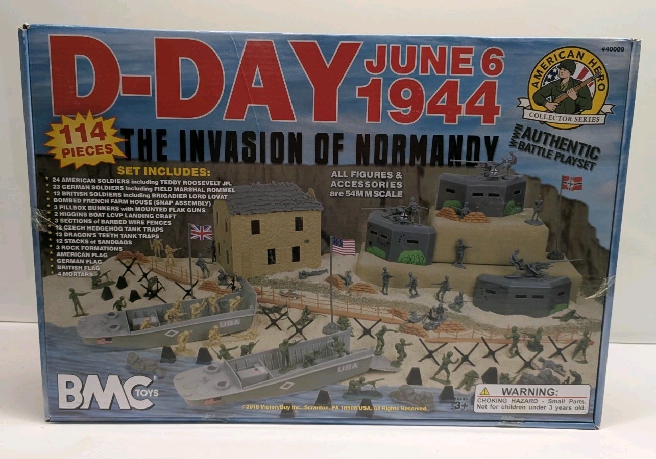 BMC 40009 WW2 D-Day Plastic Army Men - Invasion of Normandy 114pc Boxed Playset BMC 40009 WW2 D-Day Plastic Army Men - Invasion of Normandy 114pc Boxed Playset