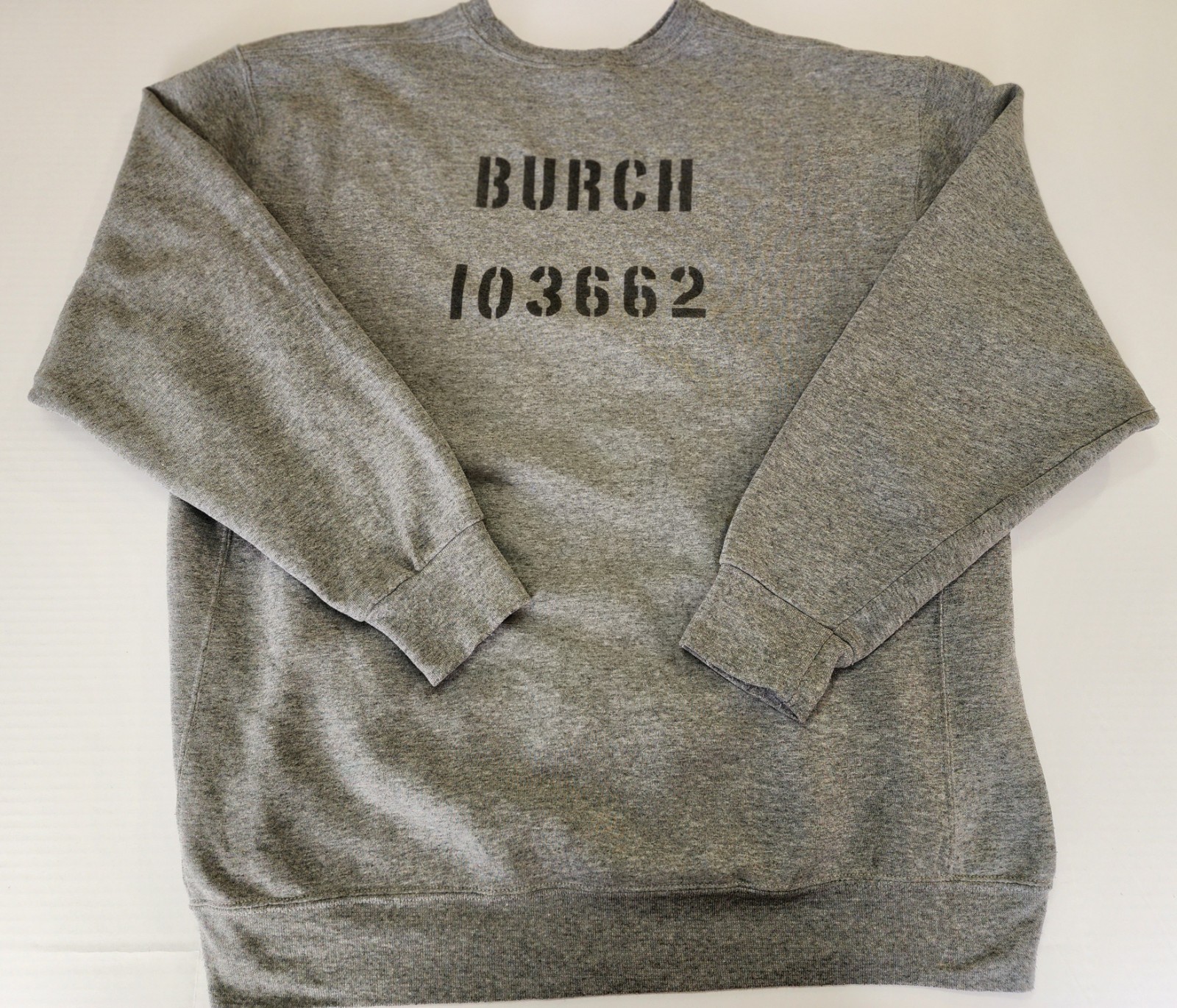 True Vintage Prison Crewneck 90s Stencil Ink Printed  Gray Sweatshirt Sz XXL 
