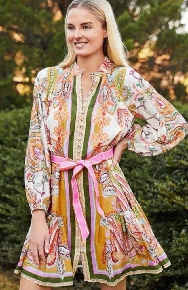 NWT Antonio Melani Womens 12 Scarf Print Floral Brynn Dress Pink Green NWT Antonio Melani Womens 12 Scarf Print Floral Brynn Dress Pink Green