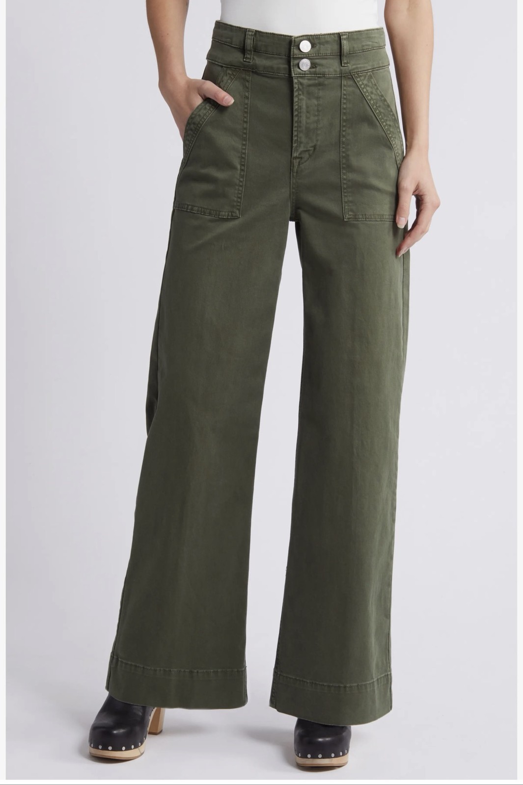 FRAME Le Slim Palazzo Jeans Women\'s High Rise Wide Leg Olive Green Sz 28