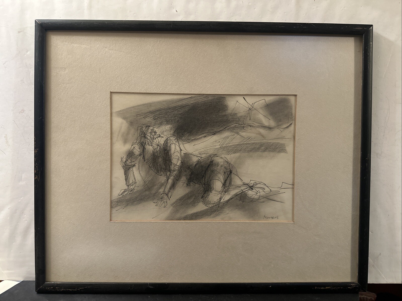 Martin Mondrus  ABSTRACT MALE FIGURE modernist  drawing California artist SIGNED