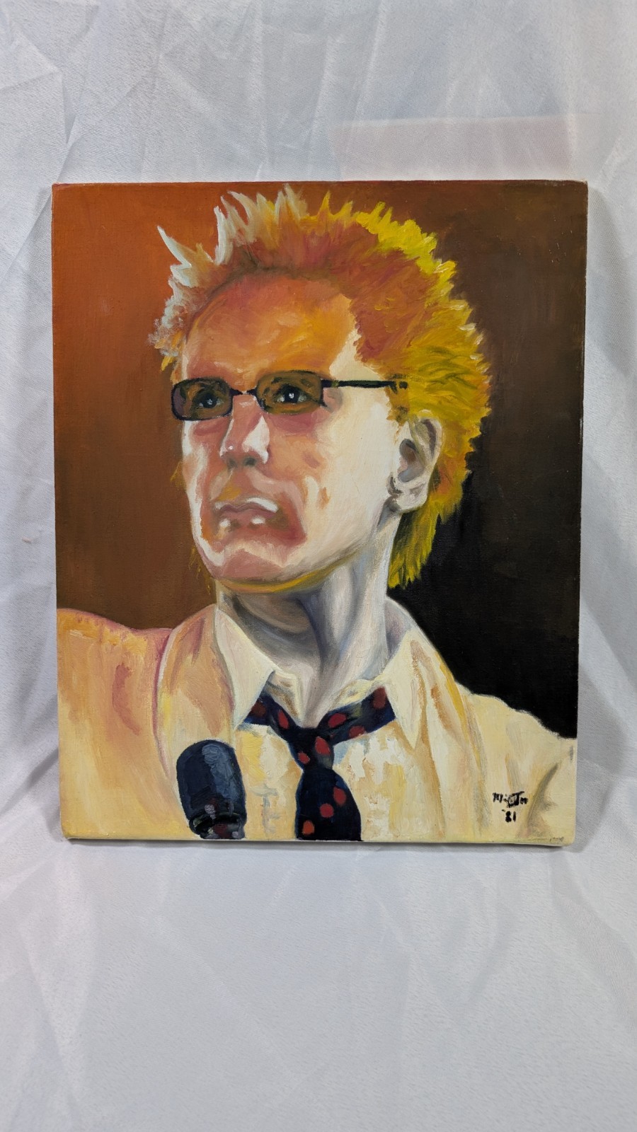  Vintage original oil painting punk rock icon Johnny Rotten of the Sex Pistols