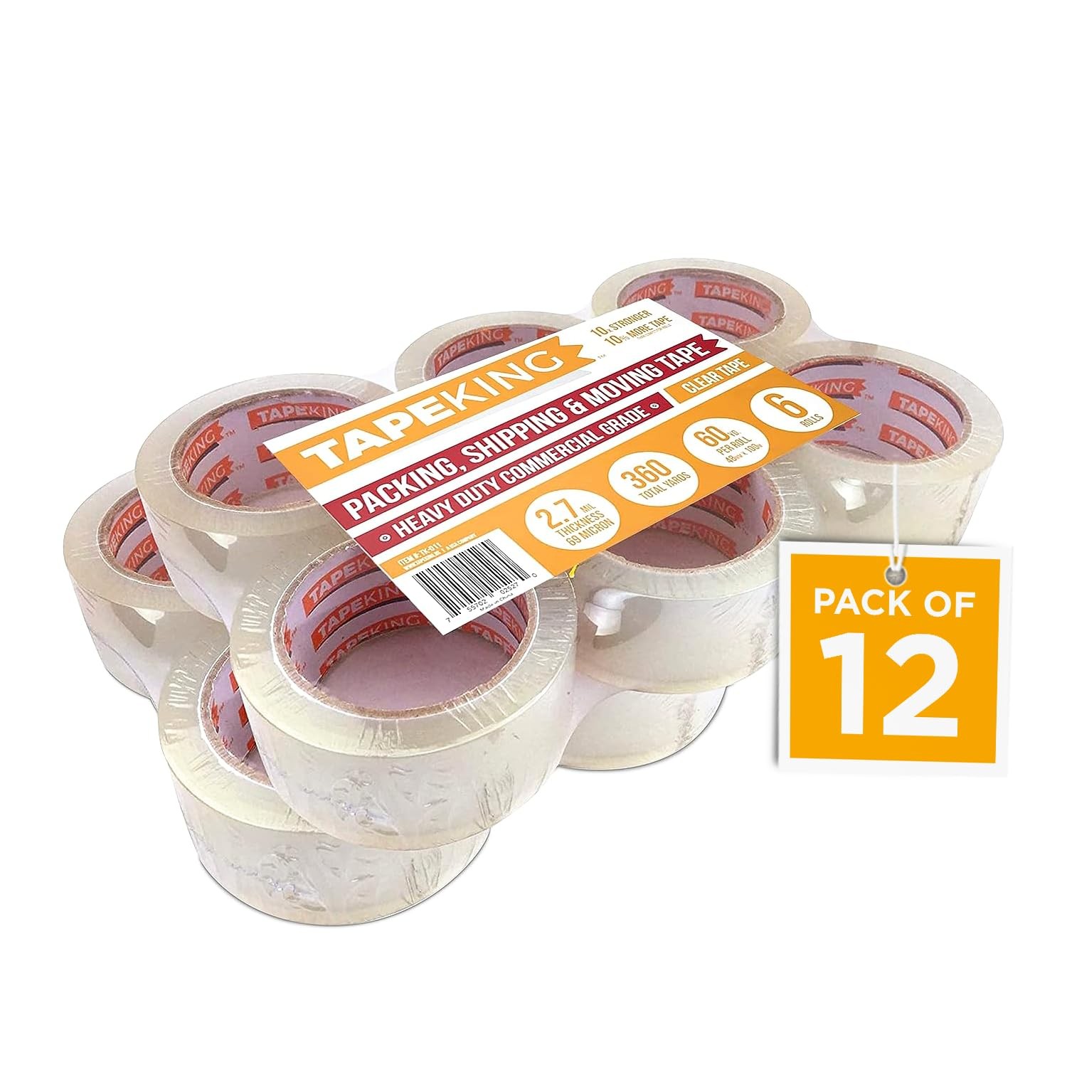 Tape King® Clear Packing Tape - 60 Yards Per Roll (12 Rolls) - 1.88 In