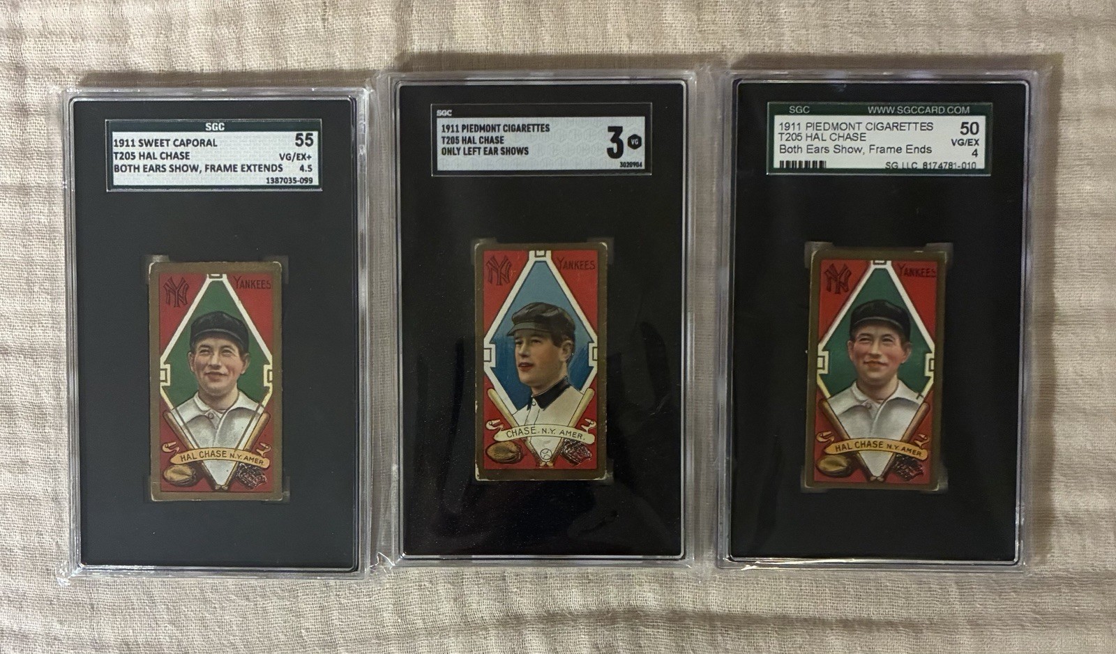Vintage Pre War Hal Chase T205 - Full 3 Portrait Set - All Centered (No PSA) SGC Vintage Pre War Hal Chase T205 - Full 3 Portrait Set - All Centered (No PSA) SGC
