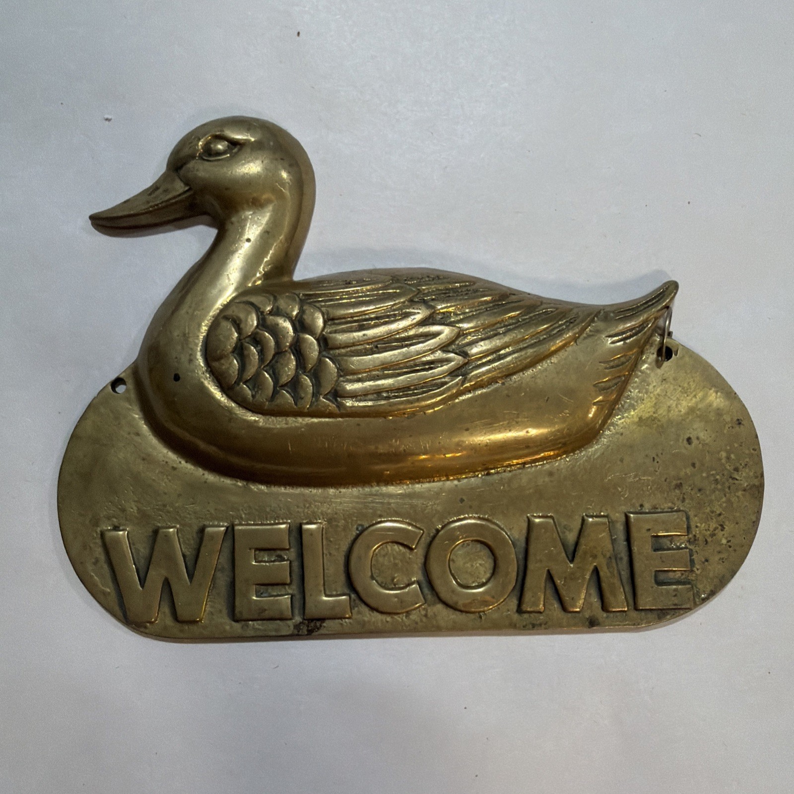 Vintage Brass Duck Welcome Door Hanging/Cabin Mallard