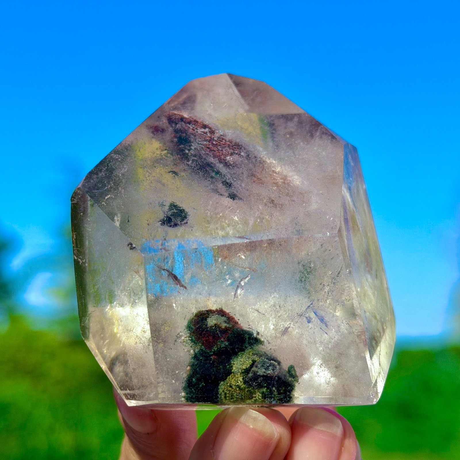 220G Top Natural Green Phantom Crystal Garden Quartz Crystal Mineral Specimen