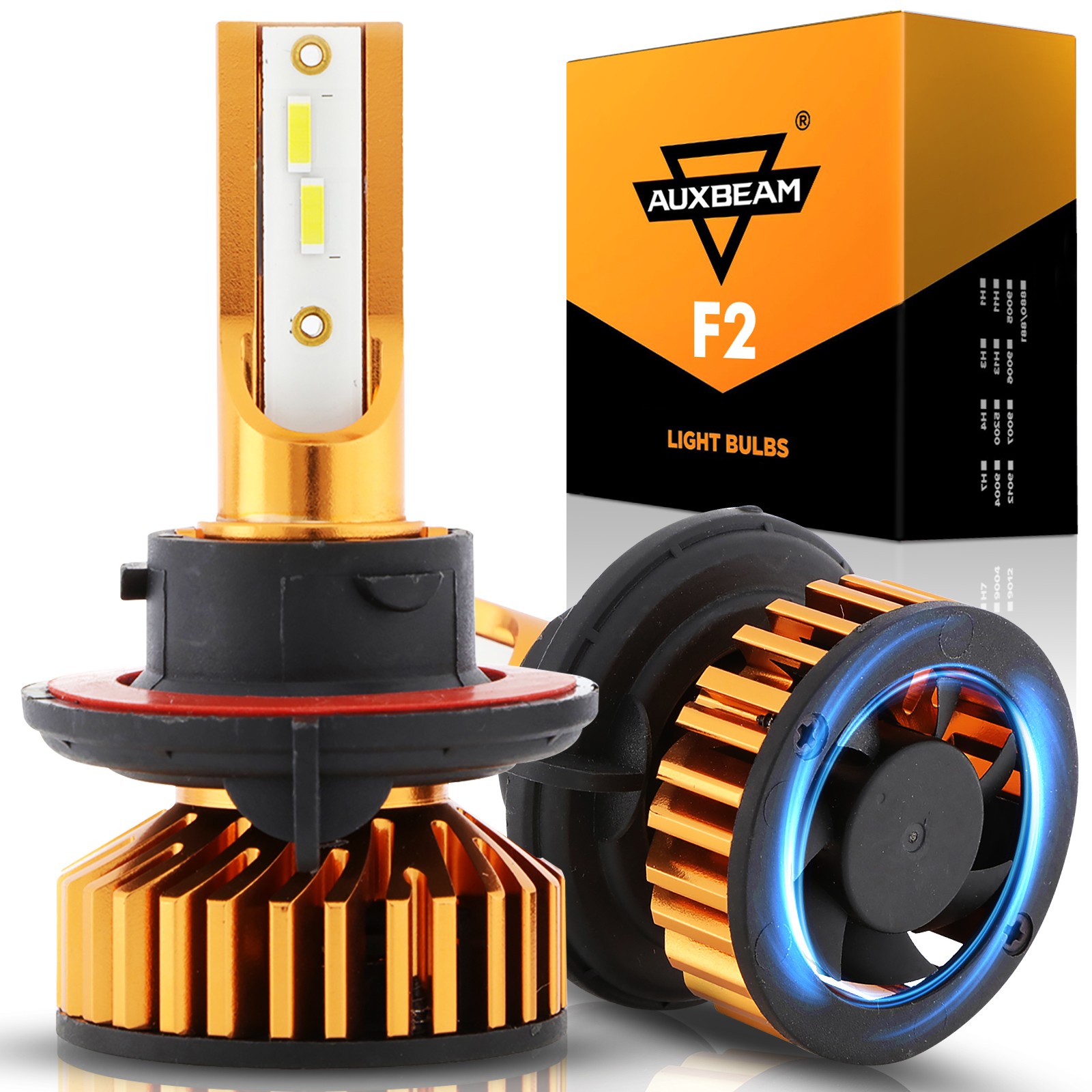 AUXBEAM H13 9008 52W 10000LM LED Headlight Bulb Kit Car Lamp Bulbs Hi/Lo White