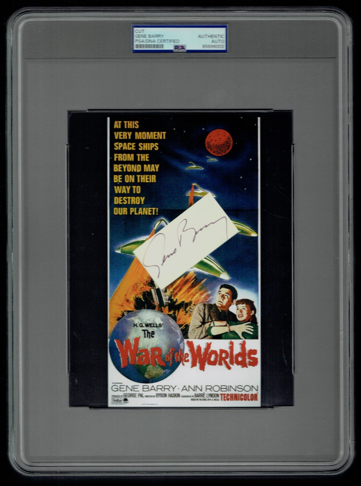 Gene Barry signed autograph 4x8 Cut Movie Poster War of the Worlds PSA Slabbed Gene Barry signed autograph 4x8 Cut Movie Poster War of the Worlds PSA Slabbed