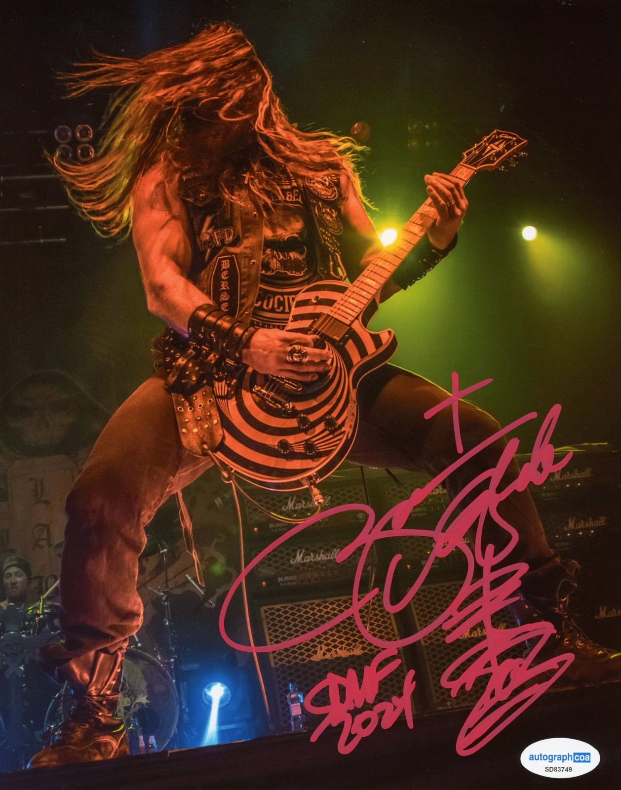 Zakk Wylde Signed 8x10 Photo Ozzy Osbourne Black Label Society Guitarist ACOA