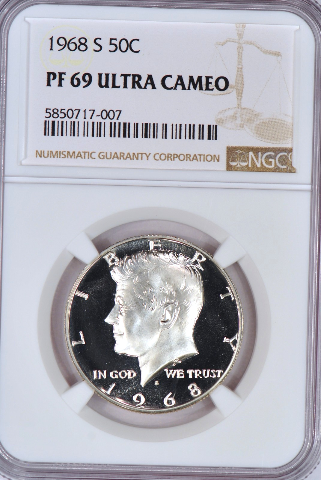 1968 S Kennedy Half Dollar Proof NGC PF 69 ULTRA CAMEO PR DCAM Frosty Coin 50C