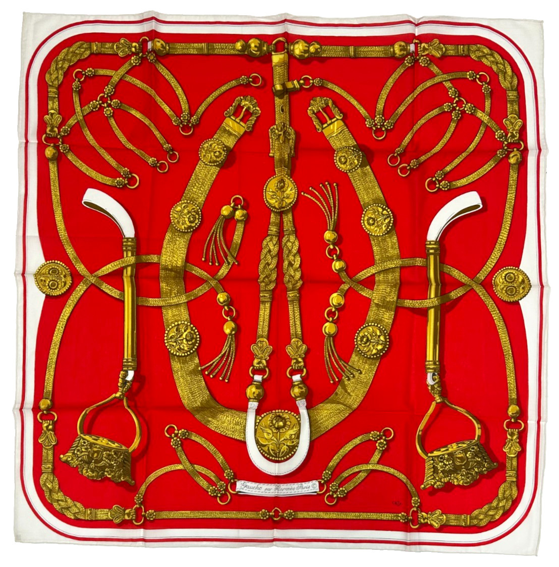 Hermes Scarf \'Gaucho\' 80cm 100% Cotton New Unused fr 1978 Rare Carre France Hermes Scarf \'Gaucho\' 80cm 100% Cotton New Unused fr 1978 Rare Carre France
