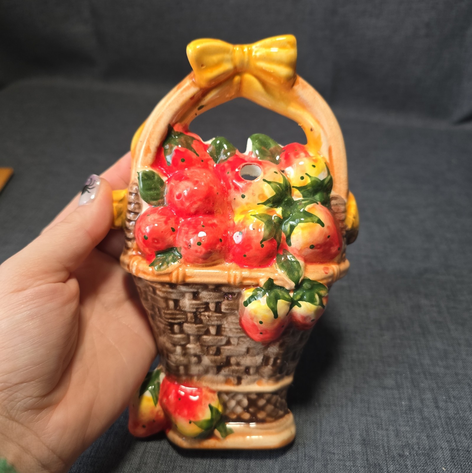 Vintage Handpainted Ceramic Strawberry Basket Wall Hanging Decor Cottagecore Vintage Handpainted Ceramic Strawberry Basket Wall Hanging Decor Cottagecore