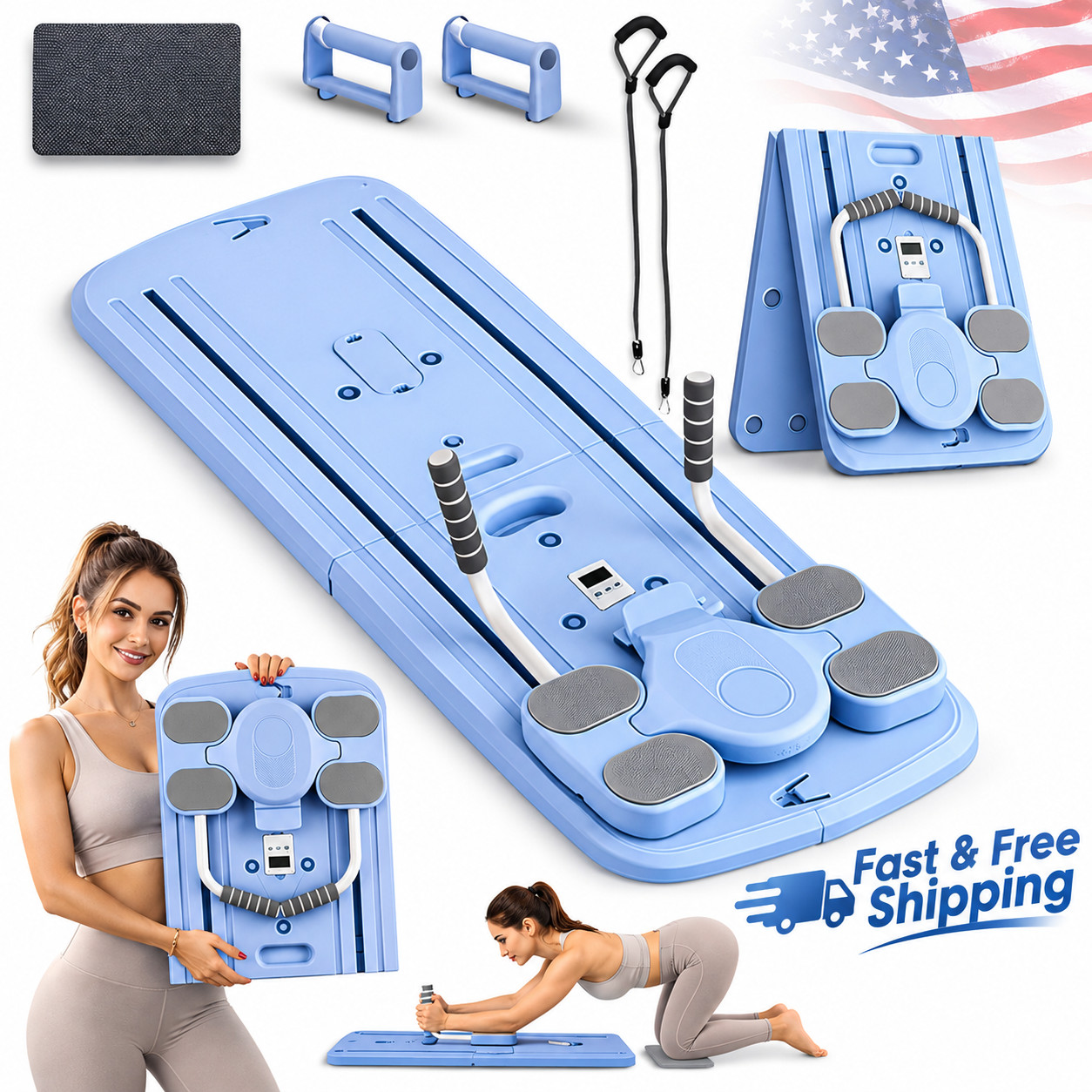 New 7in1 Multifunctional Pilates Reformer Board Foldable Pialte Core Abb Trainer
