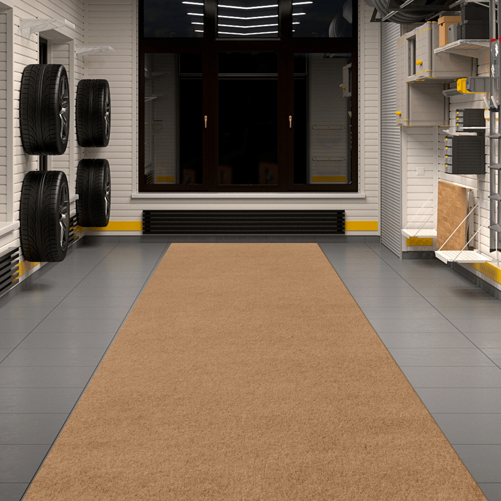 Runner Rug Hallway Non Slip Rubber Back Custom Size as Carpet Doormat Dark Beige