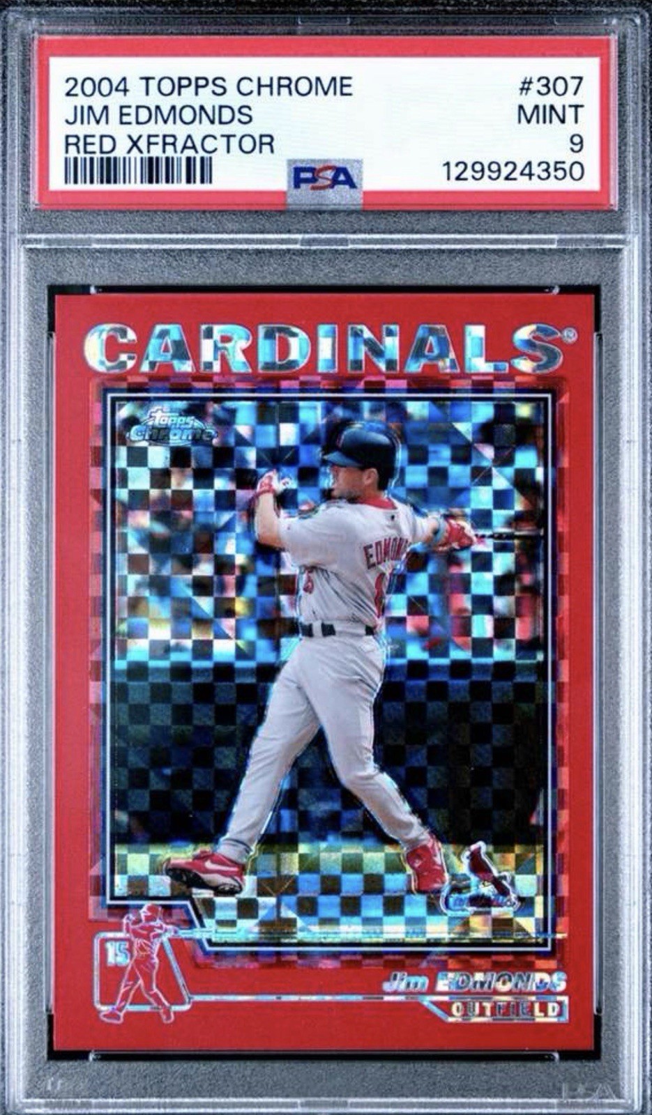 2004 Topps Chrome Red Xfractor #307 Jim Edmonds PSA 9 POP 1 None Higher /61 SSP