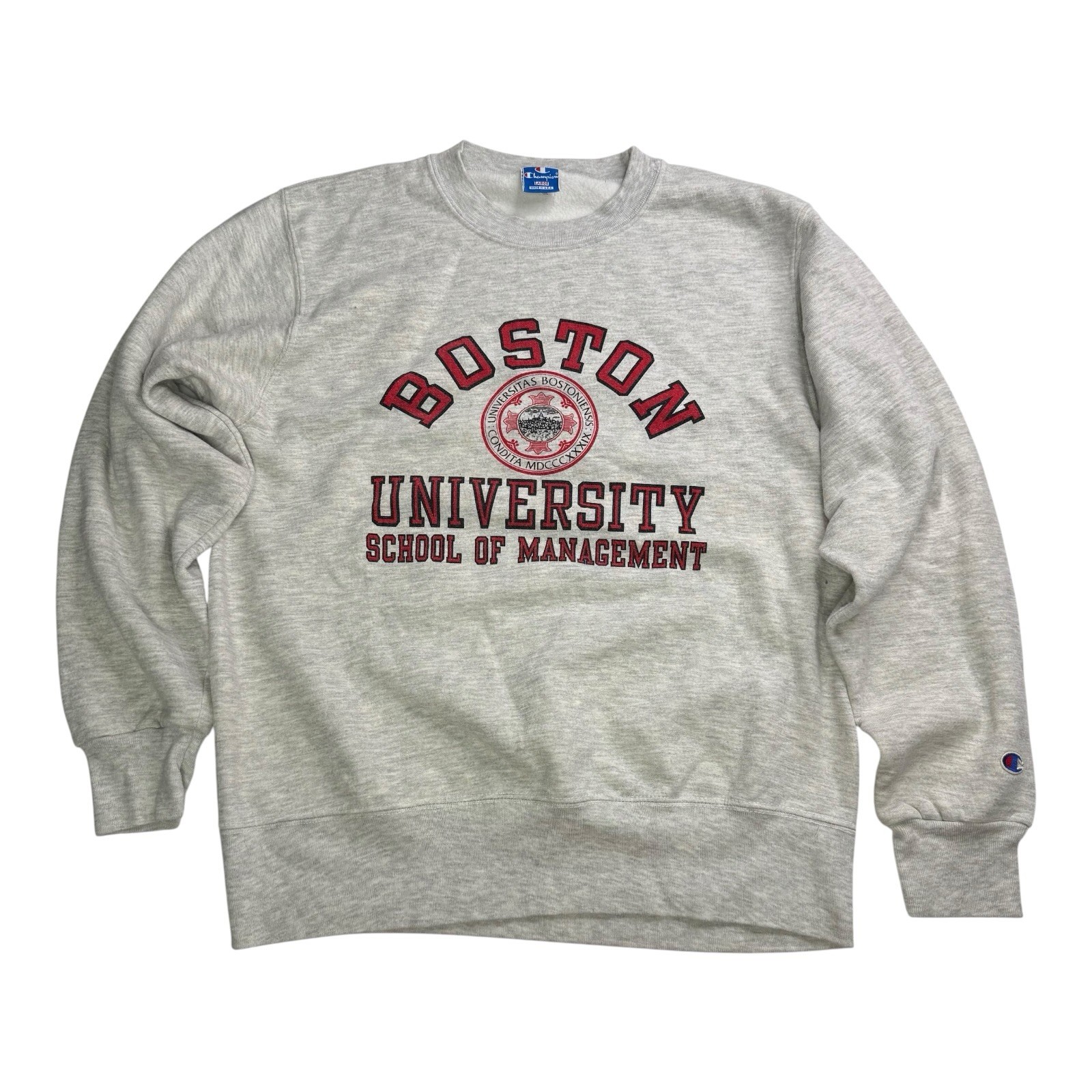 Vintage Champion Boston University School Management Crewneck Sweatshirt L USA