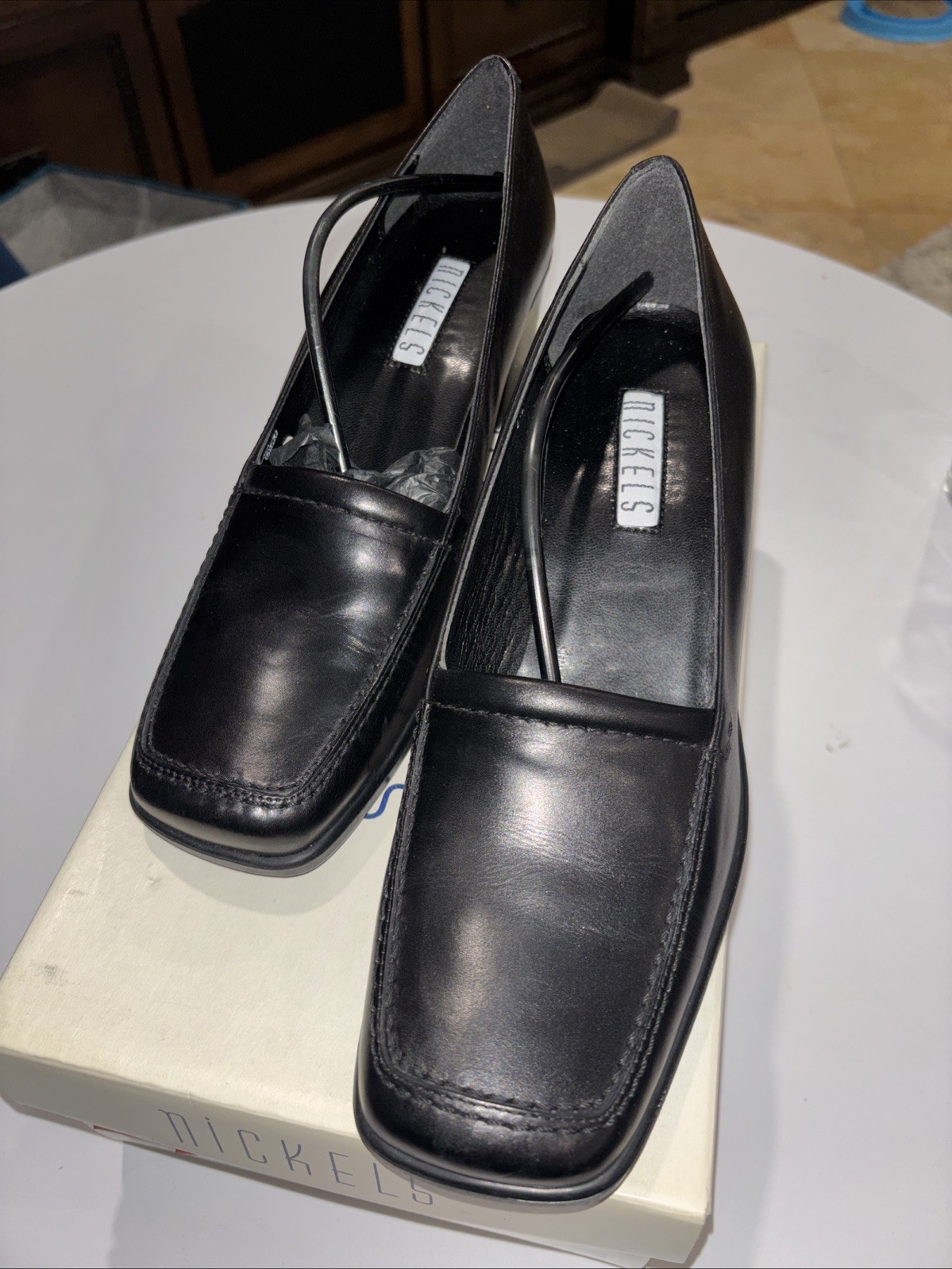 Nickels Armine Black Antique Calf Leather Vintage 00’s 7.5 M NOS NIB Nickels Armine Black Antique Calf Leather Vintage 00’s 7.5 M NOS NIB