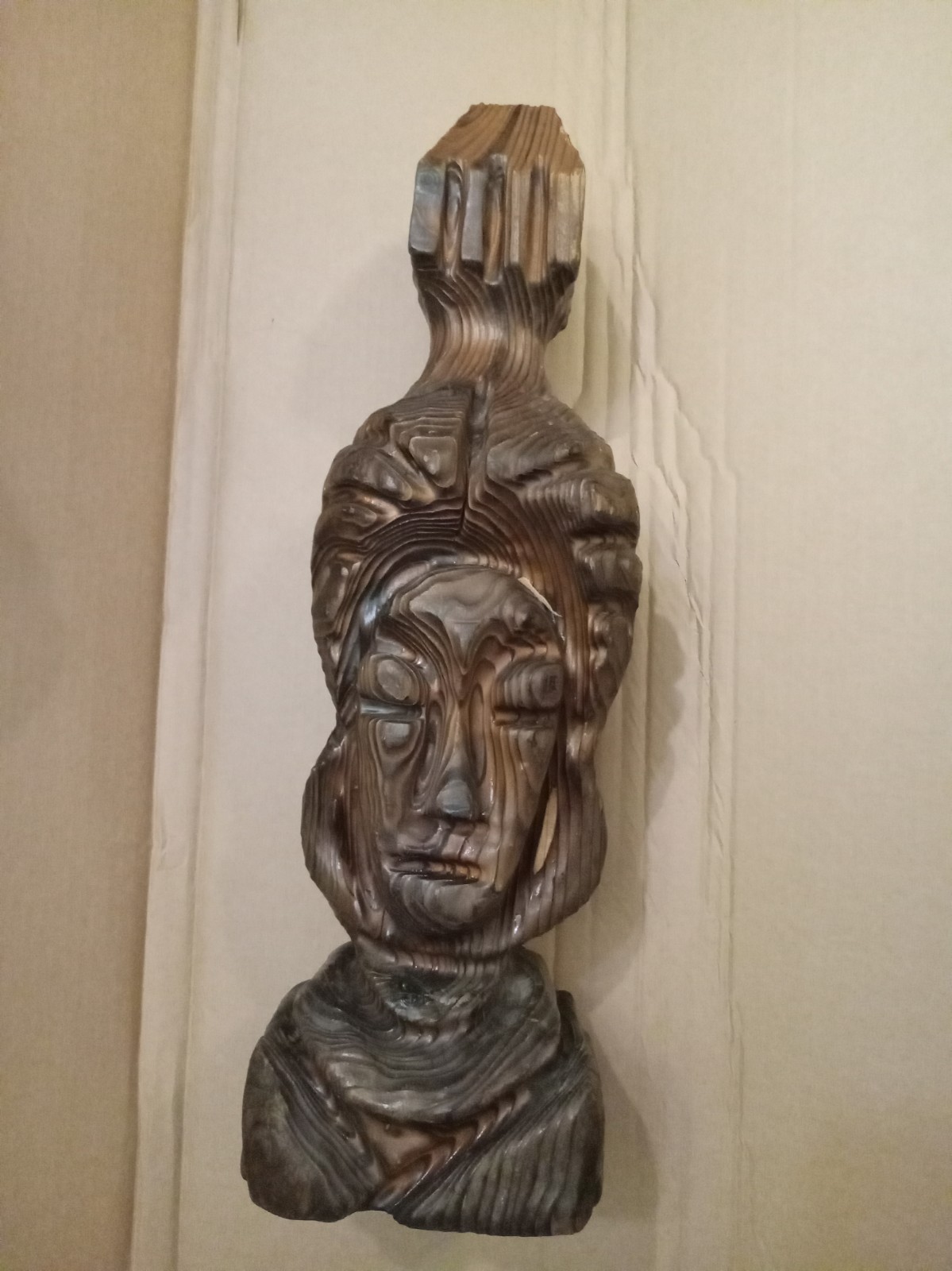 ✅VTG WITCO HAND CARVED TIKI BUST LAMP BASE. BEAUTIFUL SCULPTURE CRYPTOMERIA 24\