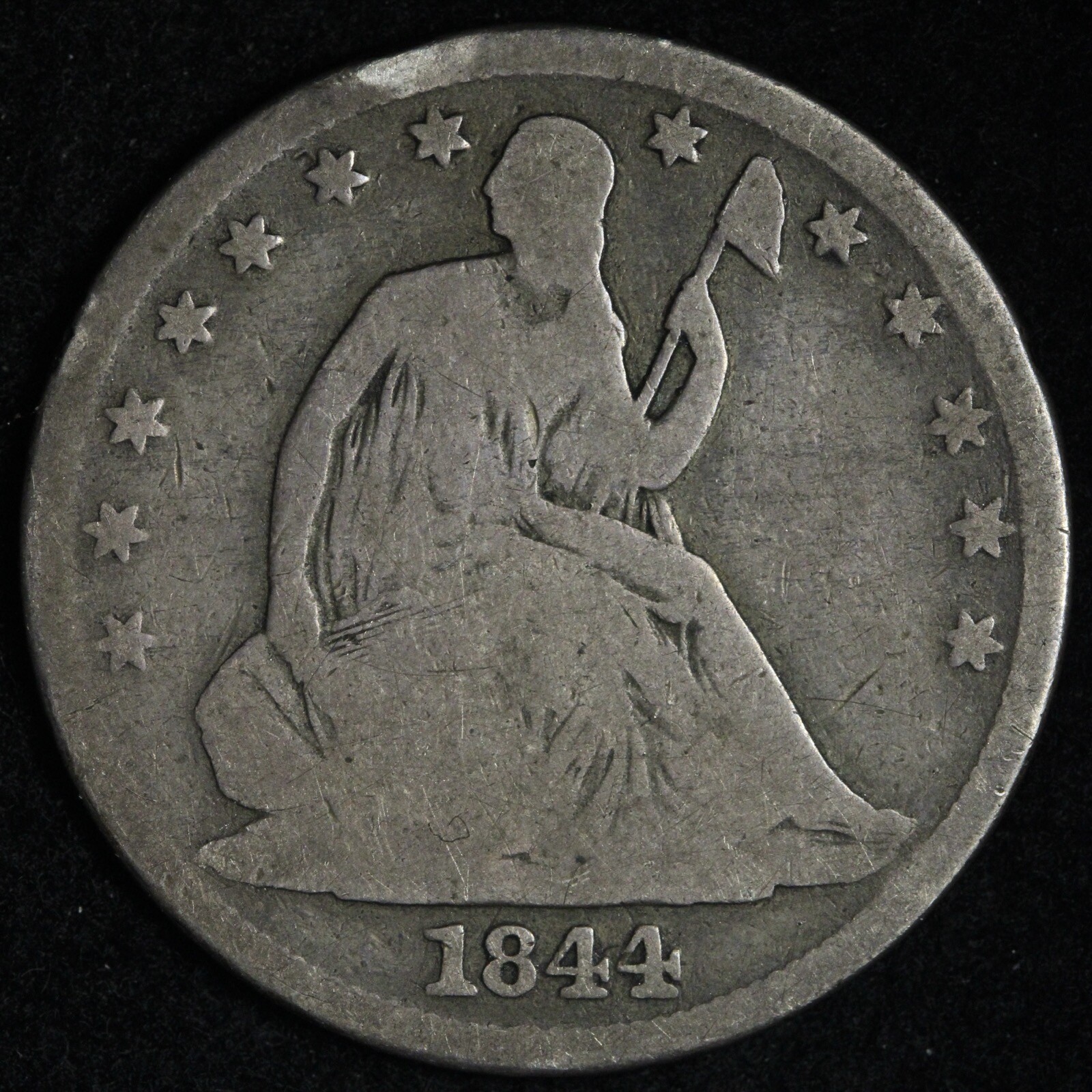 1844-O Seated Liberty Silver Half Dollar VG REV CUD E339 SEM