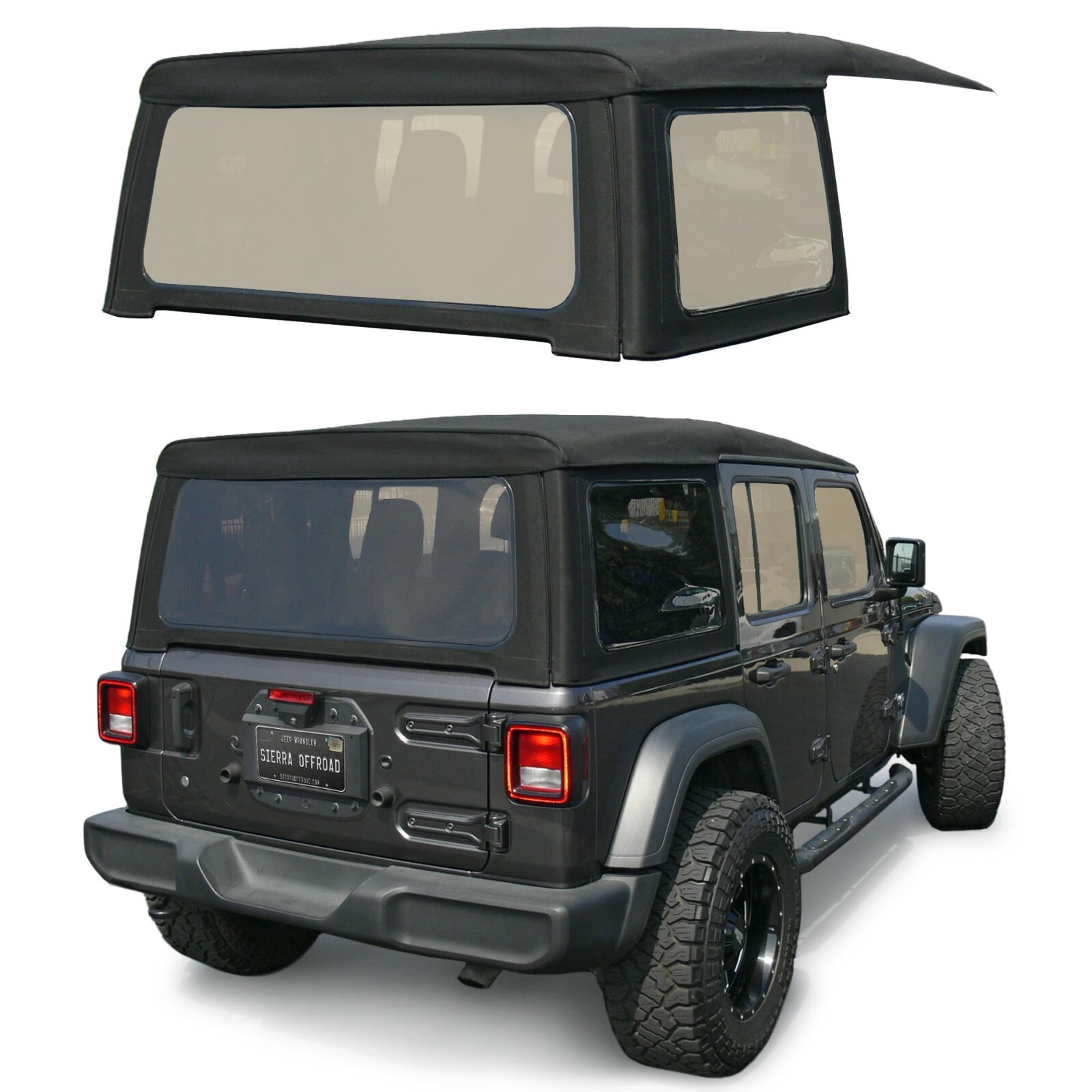 Sierra Offroad Soft Top for 2018-2026 Jeep Wrangler JL Black Sailcloth Vinyl