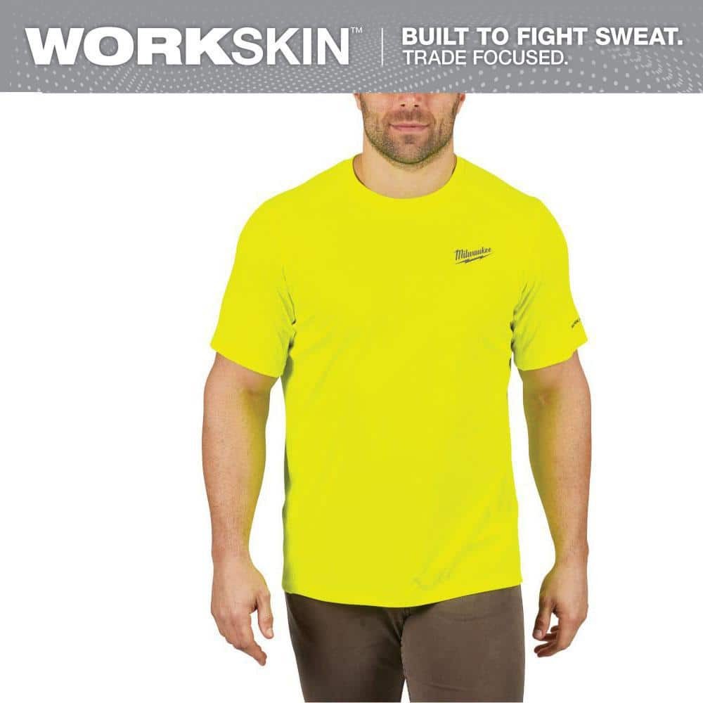 Milwaukee Men\'s XL Hi-Vis GEN II WORKSKIN Light Weight Short-Sleeve T-Shirt
