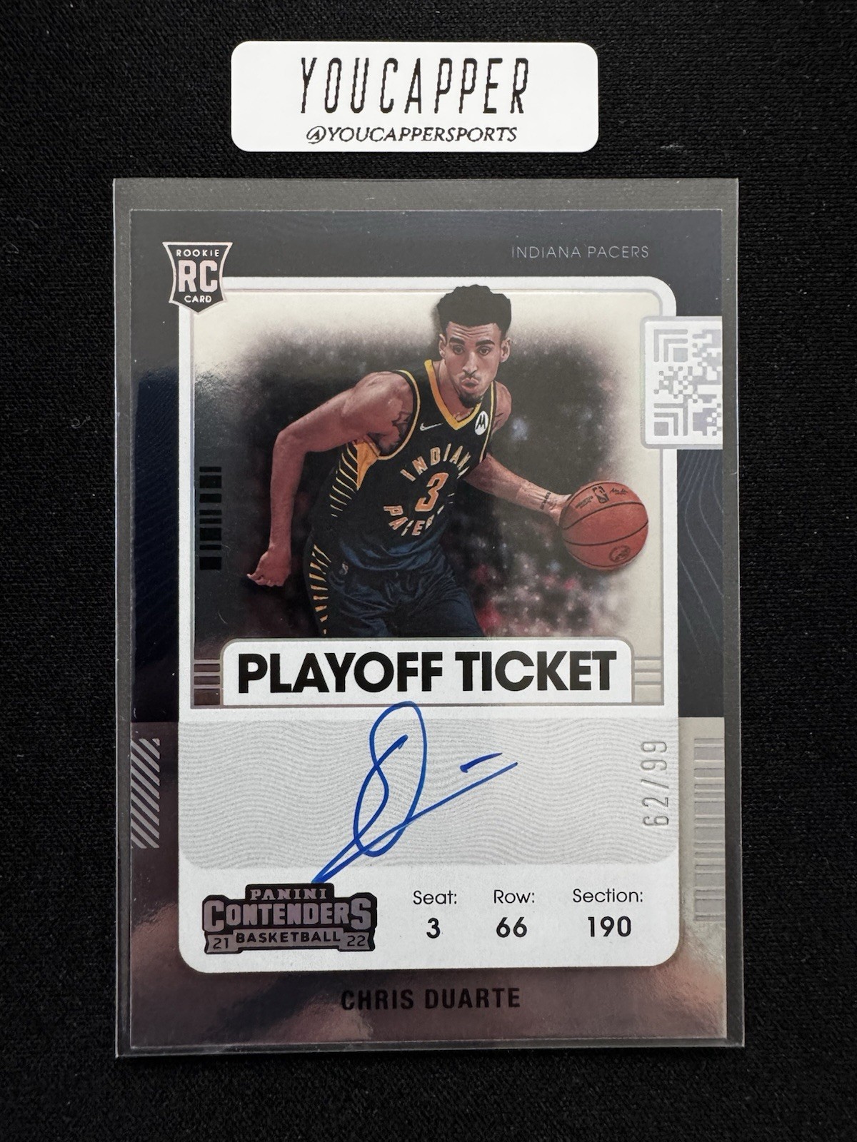 2021-22 Panini Contenders - Chris Duarte #113 Playoff Ticket /99 (AU, RC) 2021-22 Panini Contenders - Chris Duarte #113 Playoff Ticket /99 (AU, RC)