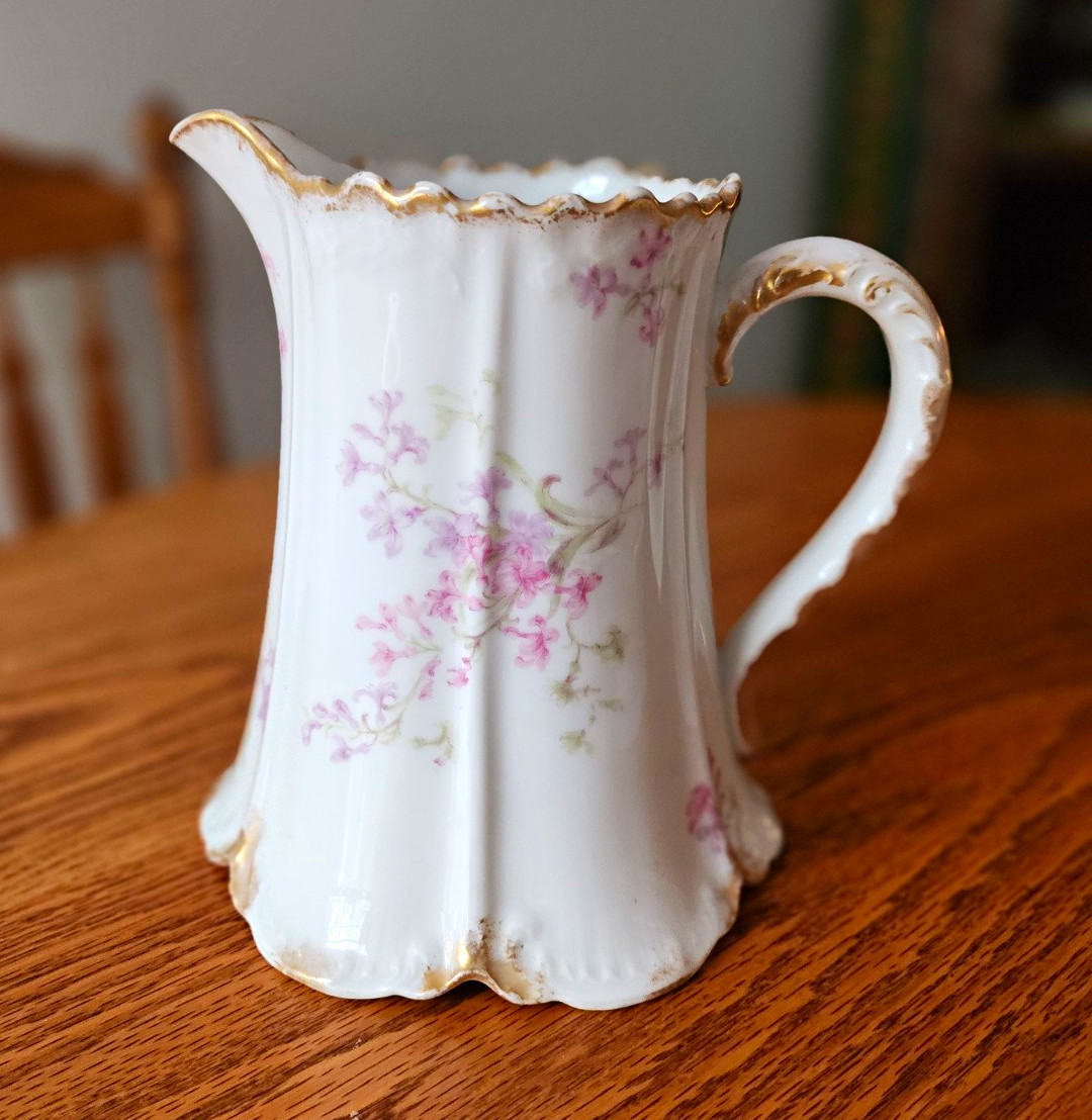 Antique Theodore Haviland Limoges France Porcelain Creamer Pitcher Pink Floral Antique Theodore Haviland Limoges France Porcelain Creamer Pitcher Pink Floral