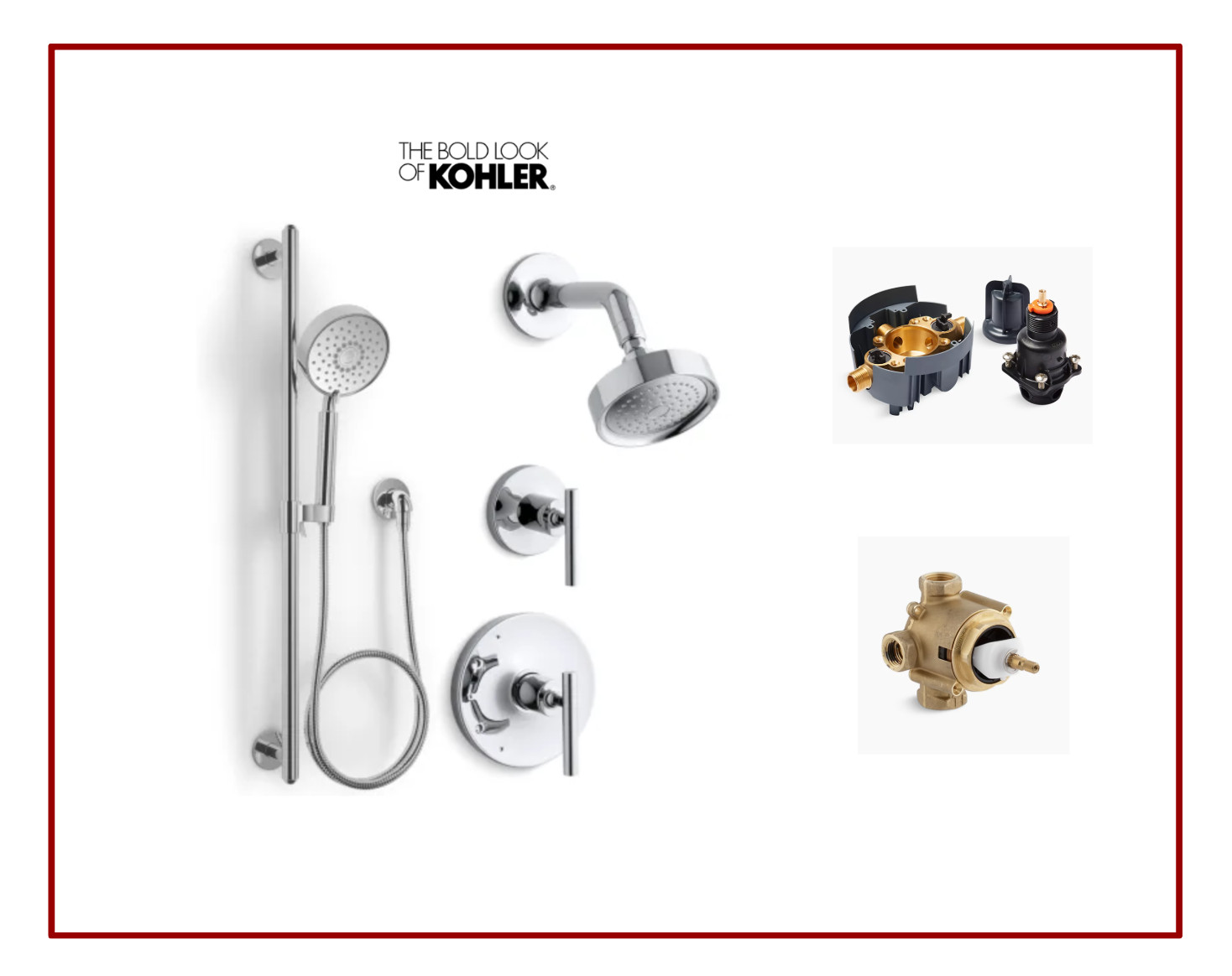New Kohler Purist 2.5 GPM CP Lever Handle Shower Bundle New Kohler Purist 2.5 GPM CP Lever Handle Shower Bundle