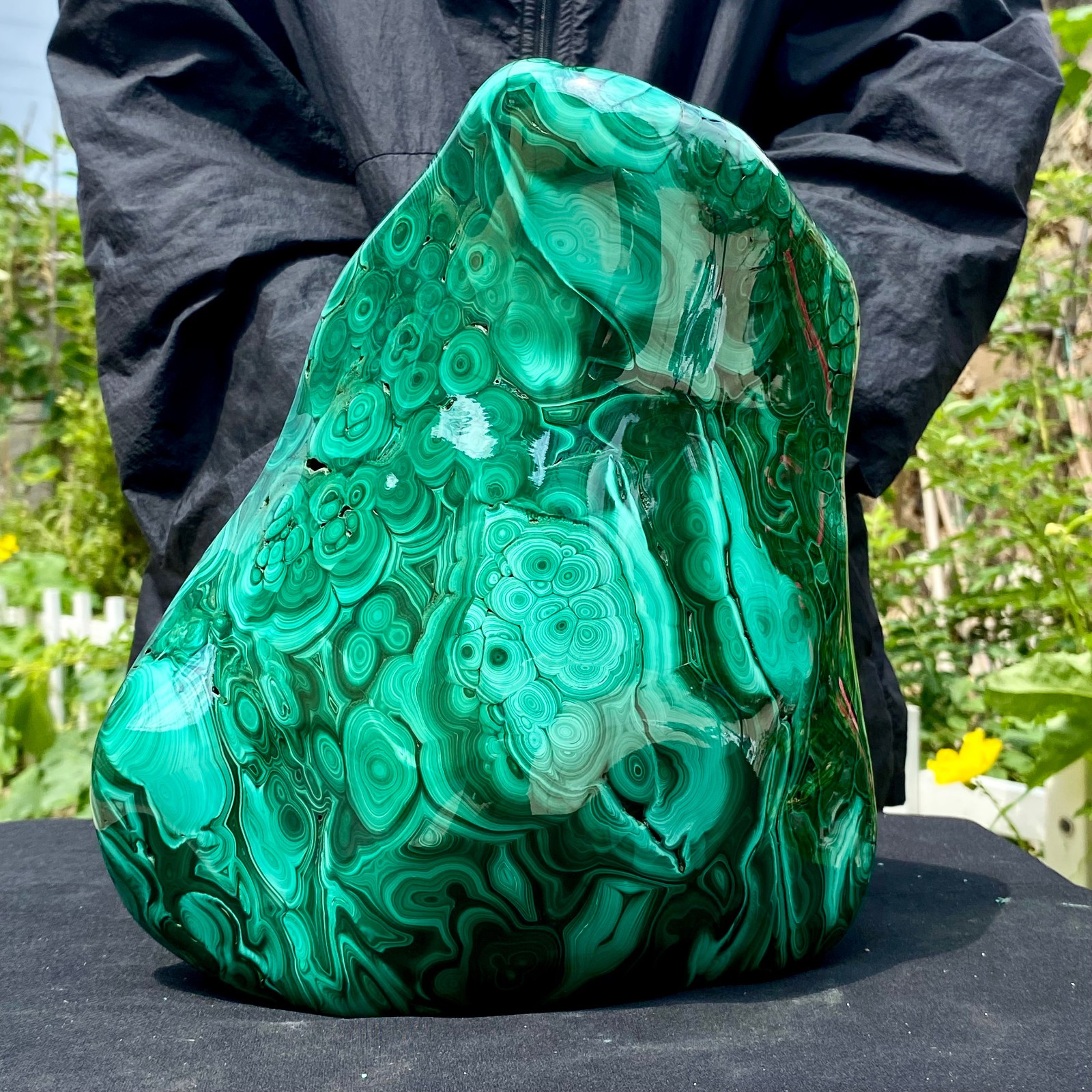 28.66LB Large Natural glossy Malachite transparent cluster rough mineral sample