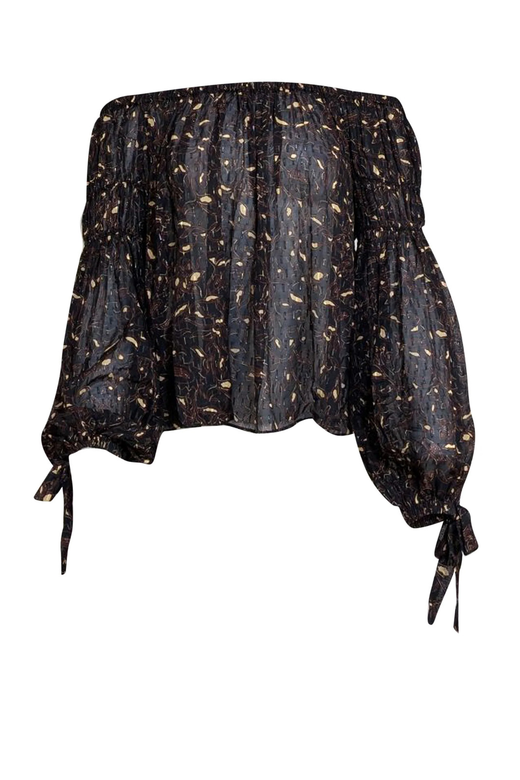 Ulla Johnson - Black, Cream, & Rust Print Semi Sheer Long Sleeve Top Sz 0 Ulla Johnson - Black, Cream, & Rust Print Semi Sheer Long Sleeve Top Sz 0