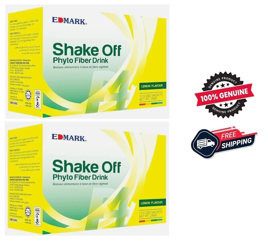 2 X Box Edmark Shake Off Phyto Fiber Lemon Flavor - 