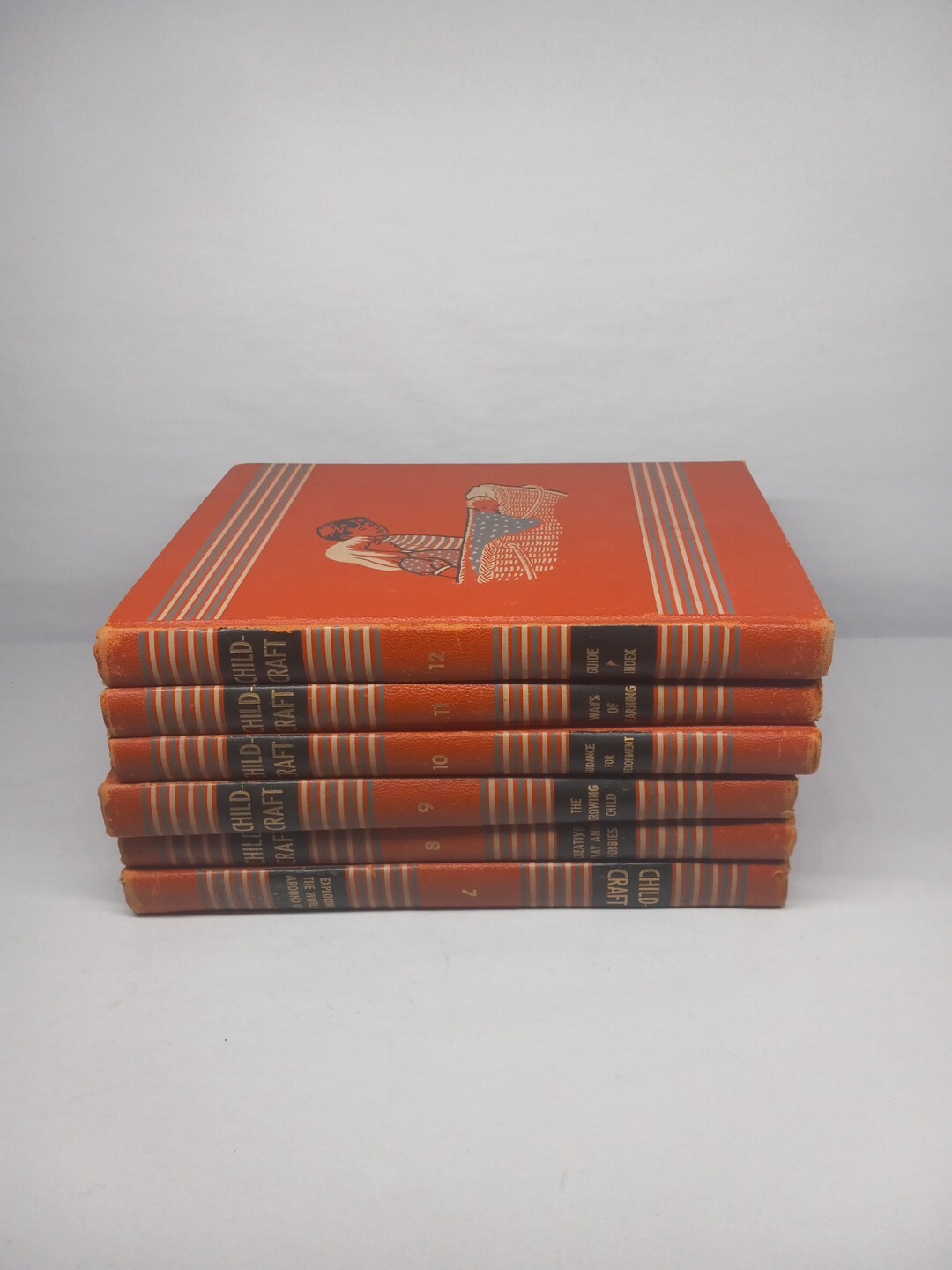 Vintage 1949 Childcraft Book Set Orange, Volumes 7-12 Vintage 1949 Childcraft Book Set Orange, Volumes 7-12