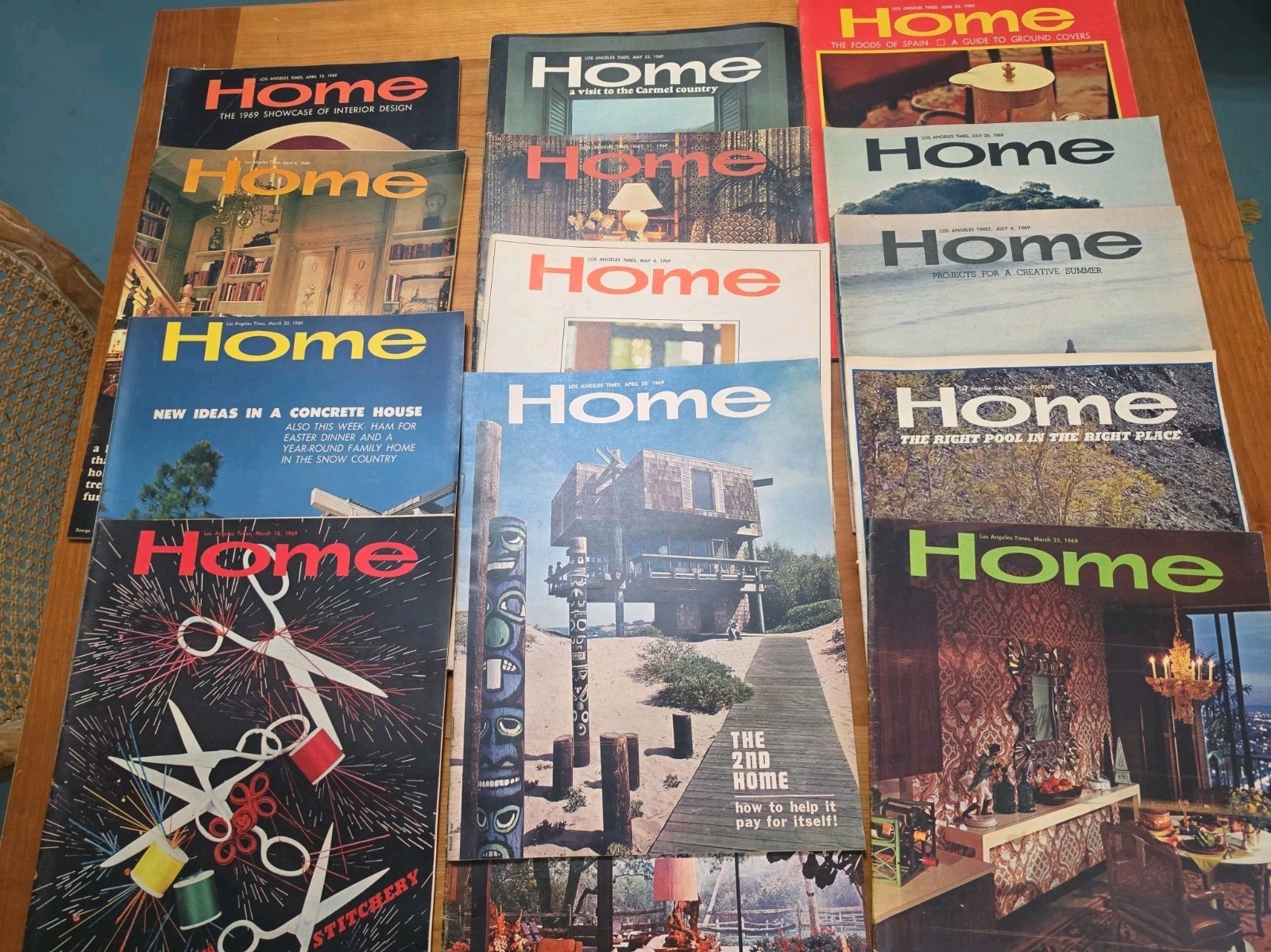 Vintage Los Angeles Times Home Magazine Lot 15 issues from 1969