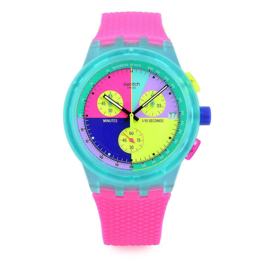 Swatch Neon Flash Arrow SUSG408 42mm Multicolor Men\'s Watch