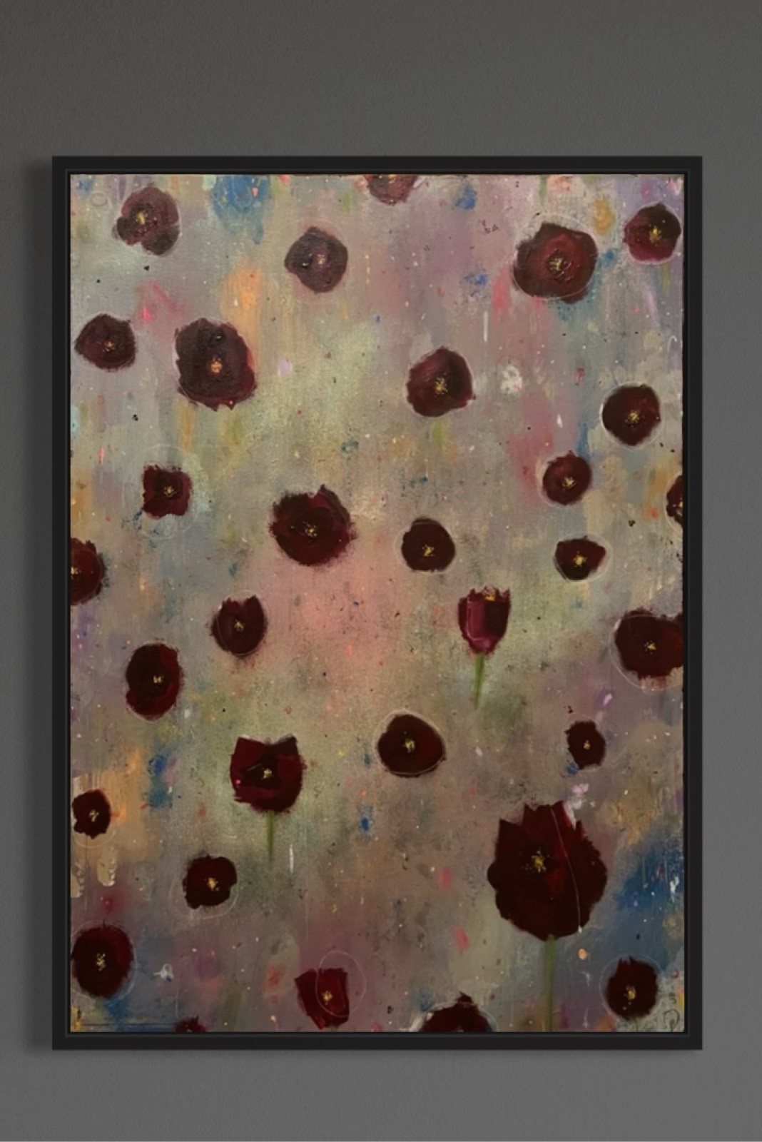 Dark Academia Floral Painting Moody Gothic Wall Art Original Abstract Burgundy Dark Academia Floral Painting Moody Gothic Wall Art Original Abstract Burgundy
