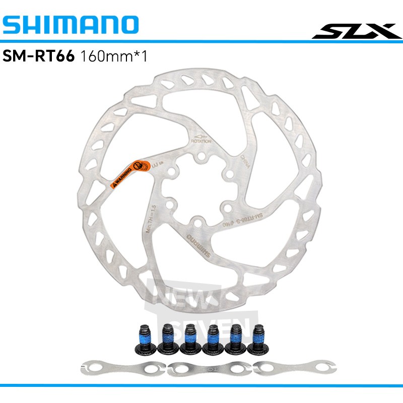 Shimano SLX SM-RT66-S/M 160mm/180mm Disc Brake Rotor 6 Bolts W/ Spacer In Bulk Shimano SLX SM-RT66-S/M 160mm/180mm Disc Brake Rotor 6 Bolts W/ Spacer In Bulk
