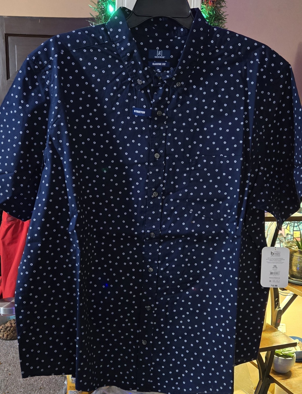 George Men\'s Size 3XL Geo Poplin Button Down- Short Sleeve Shirt- New With Tag George Men\'s Size 3XL Geo Poplin Button Down- Short Sleeve Shirt- New With Tag
