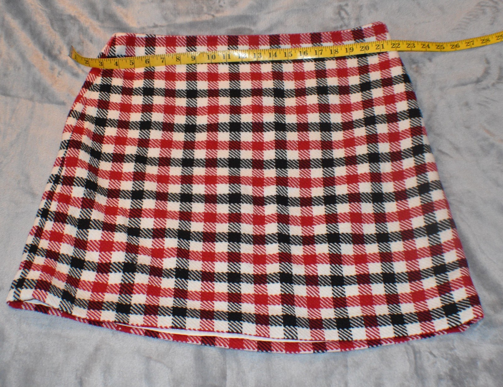 NWT Talbots Women\'s Wool Blend A-Line Plaid Zipper Skirt Size 16 Red/White/Black