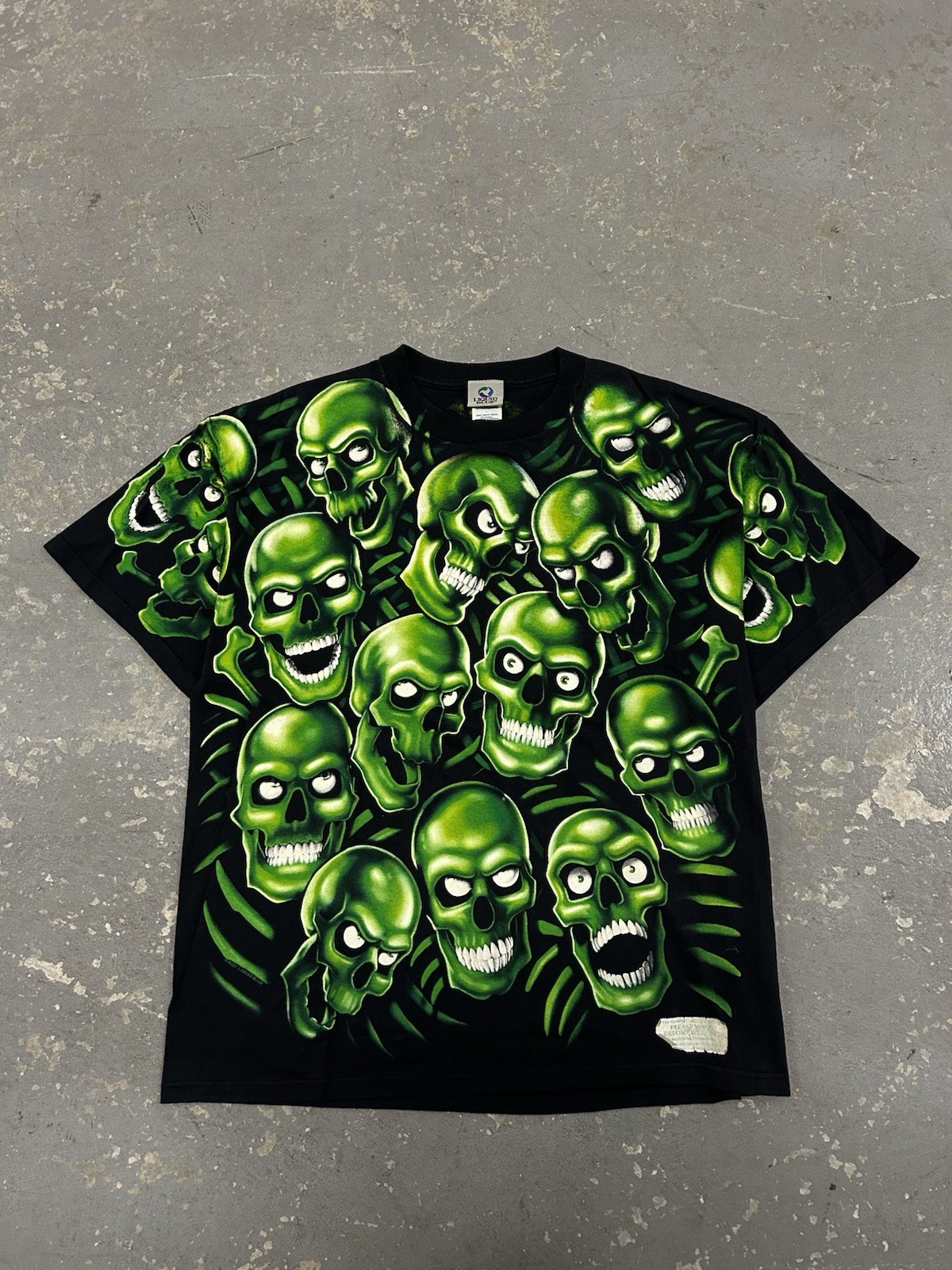 Deadstock 2000s Vintage Liquid Blue Skull AOP Tee Size: XL Deadstock 2000s Vintage Liquid Blue Skull AOP Tee Size: XL